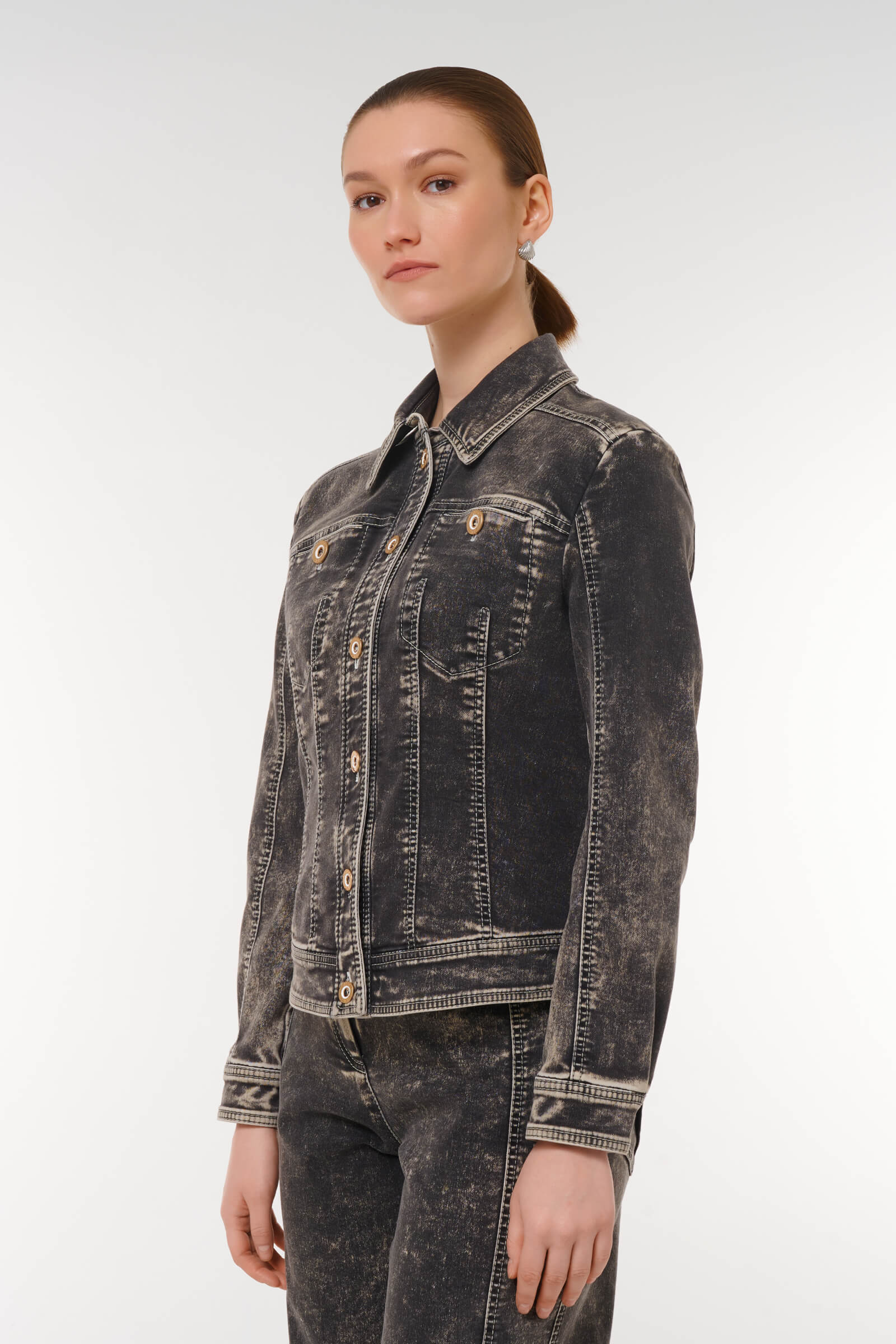 Жакет из денима с вареным эффектом Бренд Caterina Leman