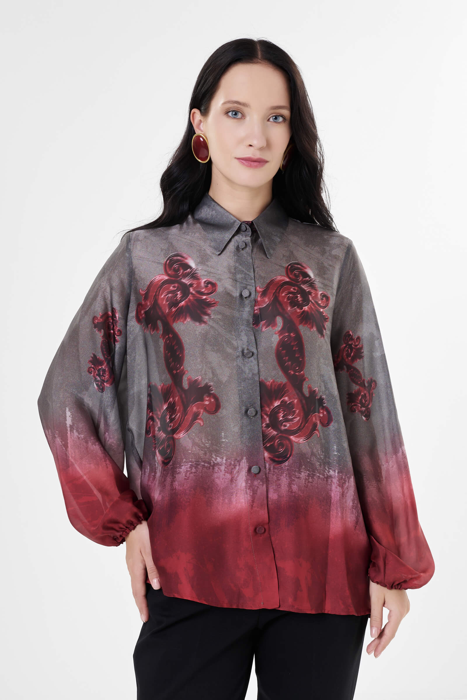 Рубашка с эластичными манжетами цвета Мультиколор 