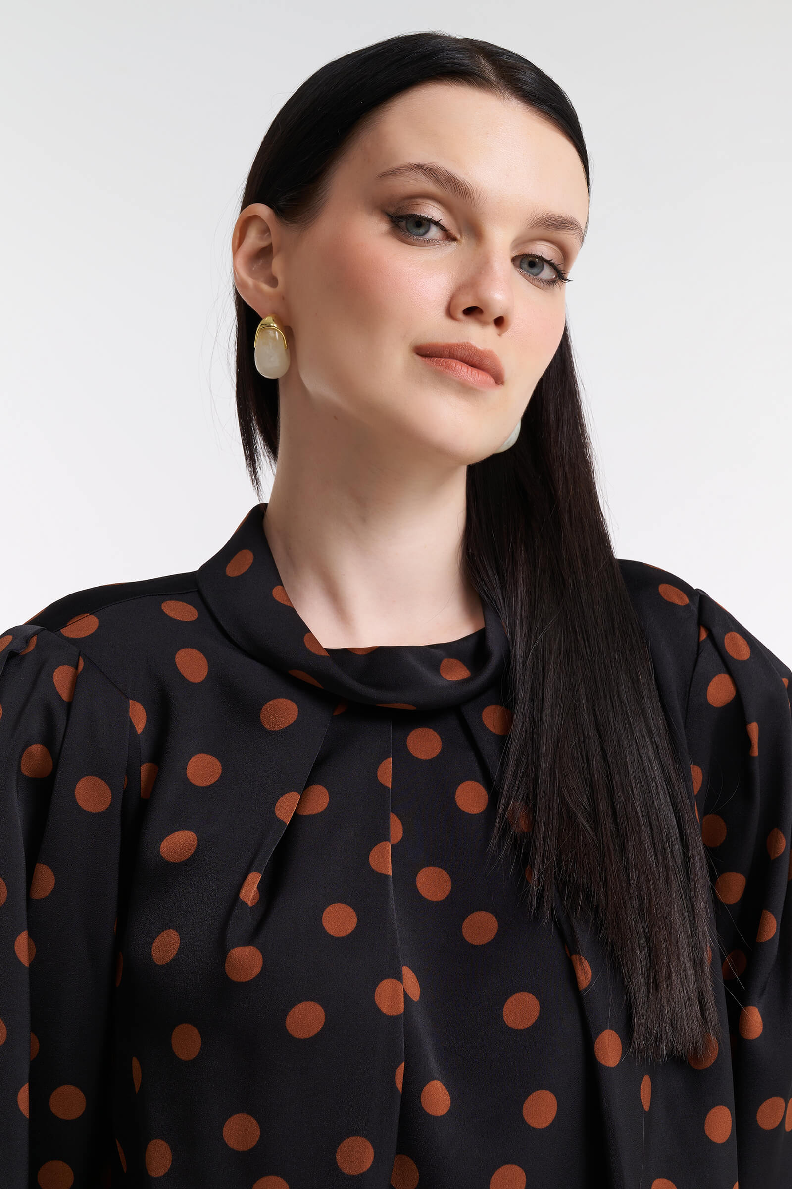 Блузка с драпировкой в горох Бренд Caterina Leman