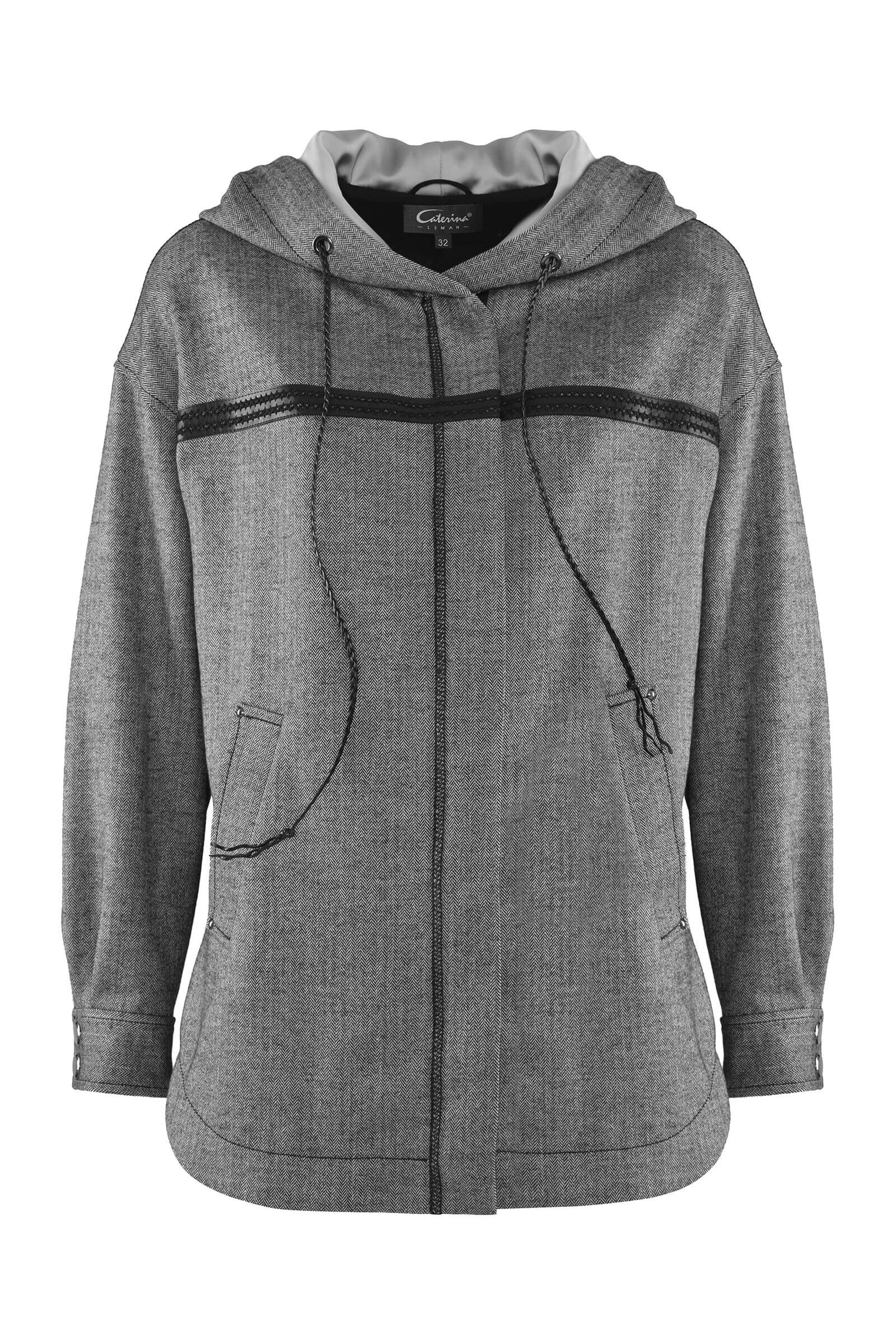 Жакет из поливискозы с капюшоном цвета Серый 