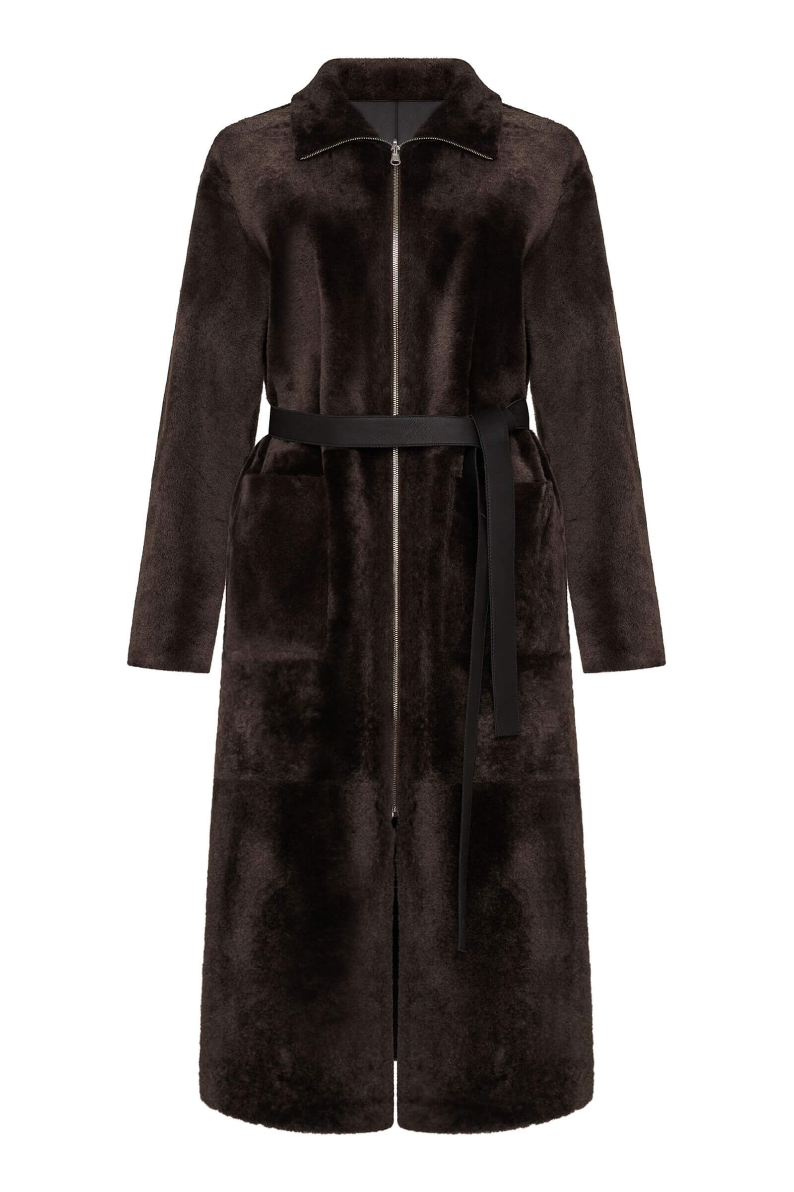 Двусторонняя дубленка с воротником-воронкой Бренд Caterina Leman