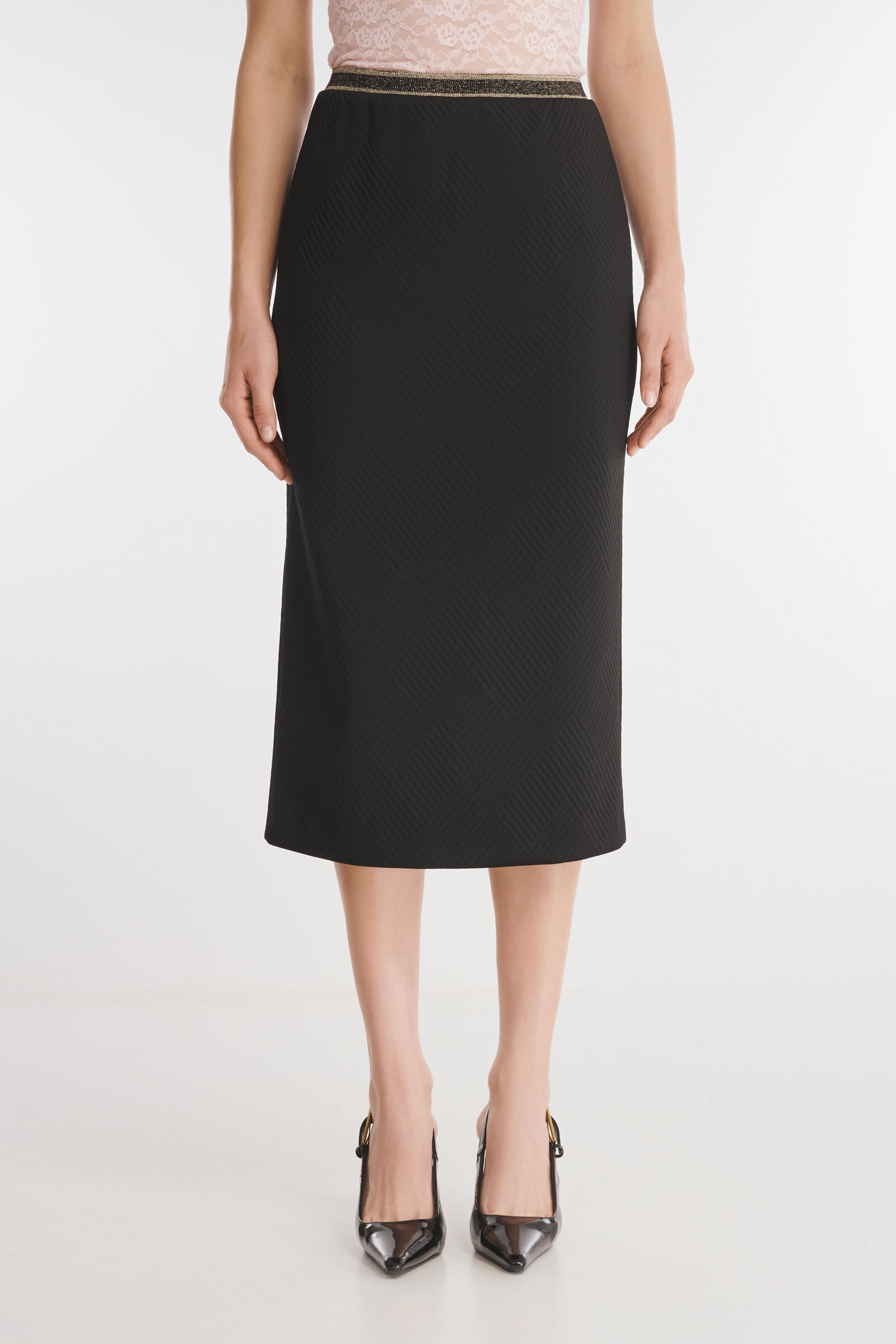 Фактурная юбка-карандаш цвета Черный 
