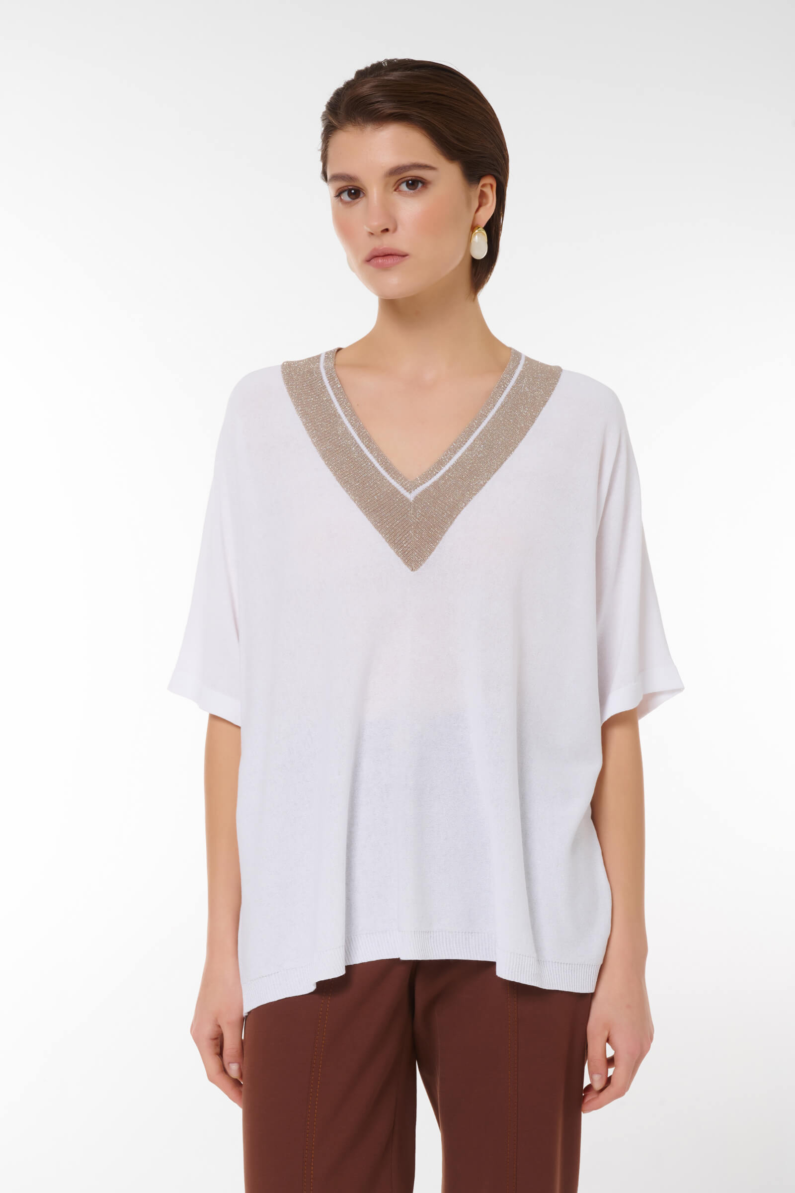 Джемпер с люрексом цвета Белый 