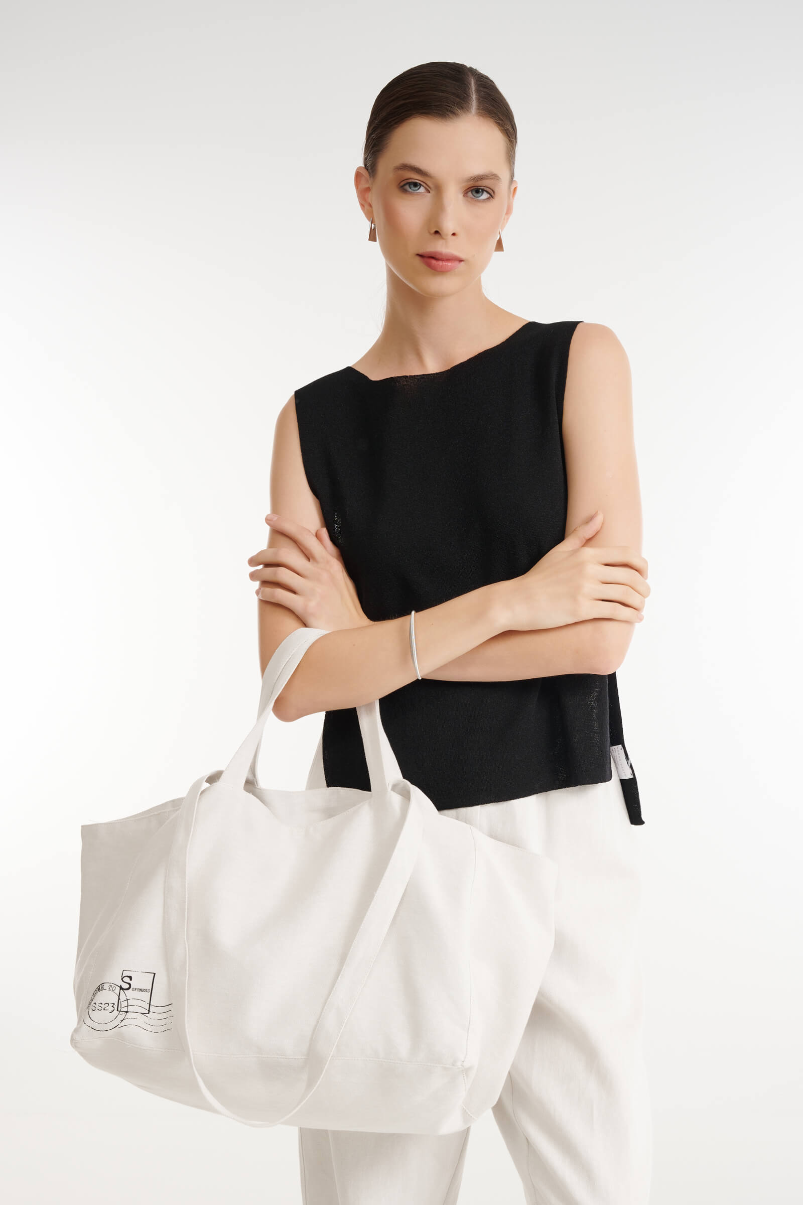 Сумка из хлопка и льна цвета Белый 