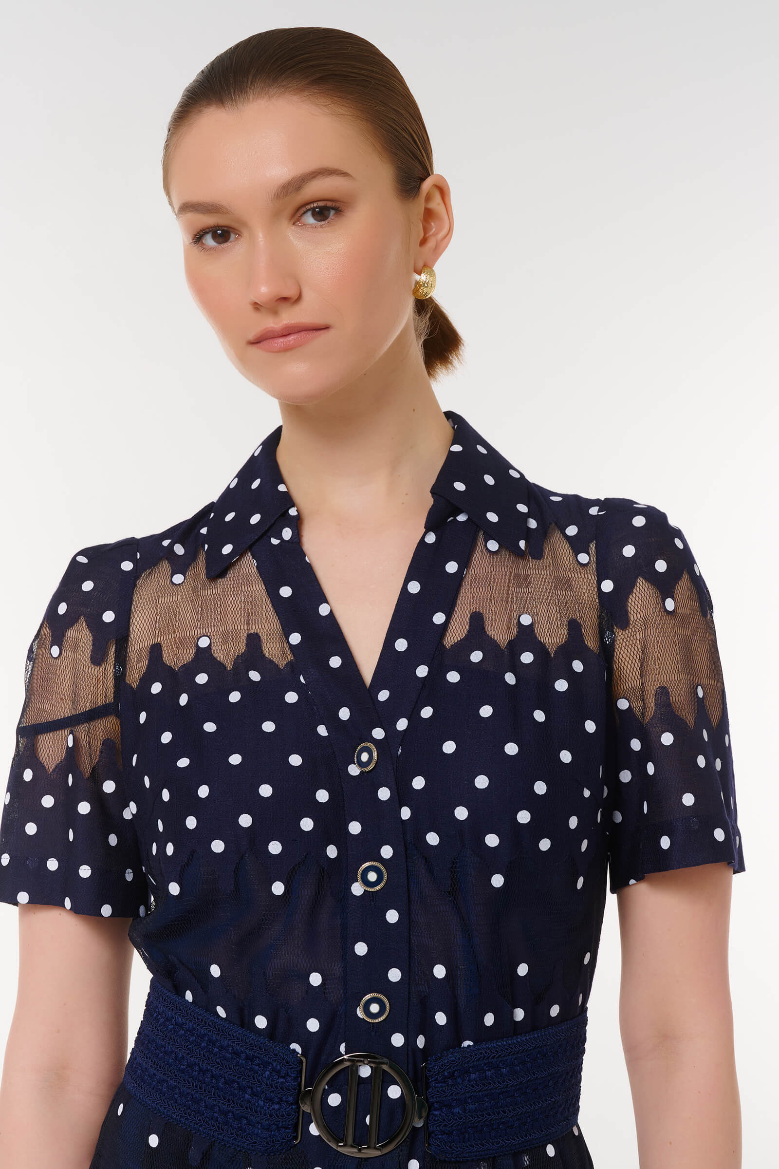 Платье в горох с кружевом Бренд Caterina Leman