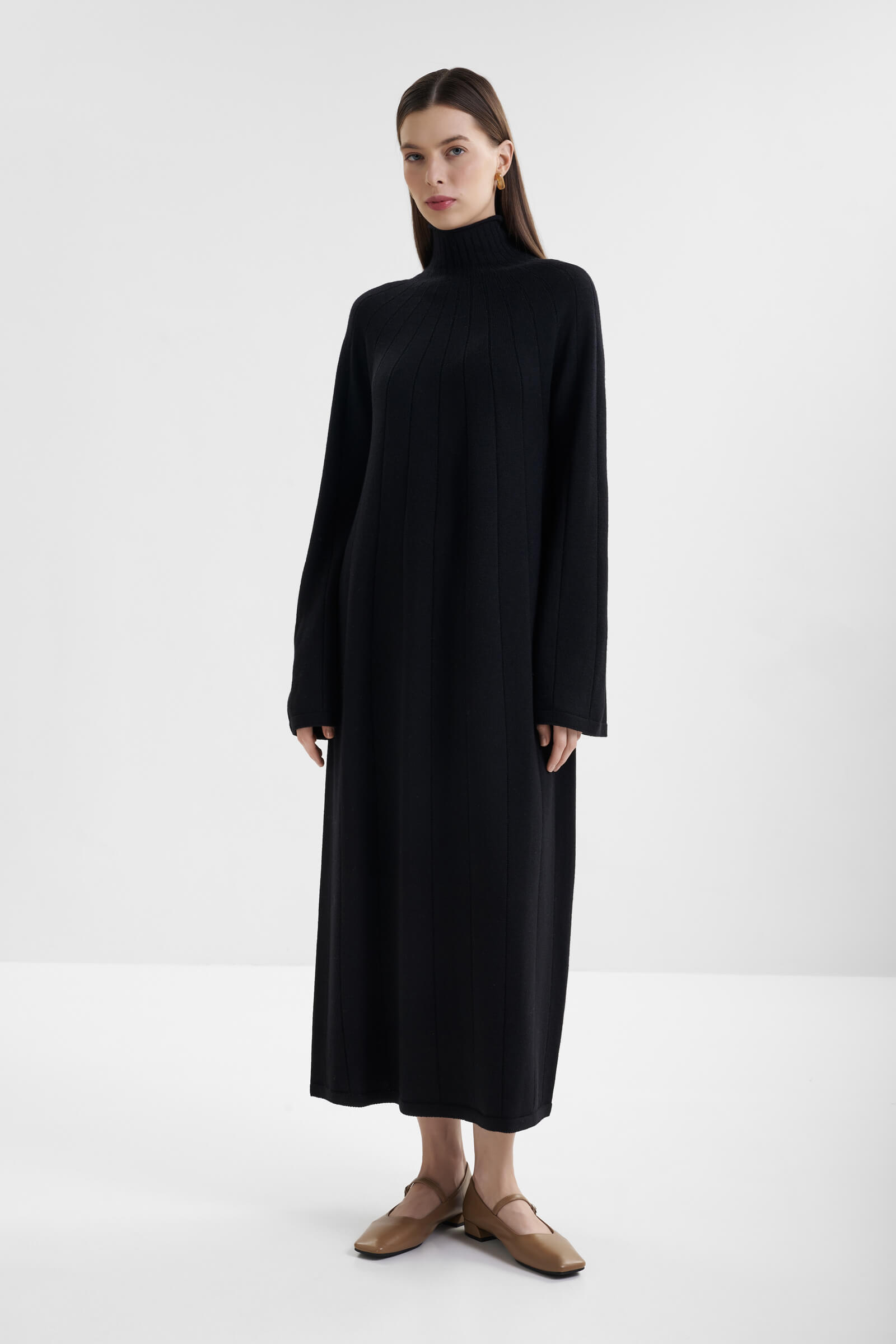 Платье из 100% шерсти цвета Черный 