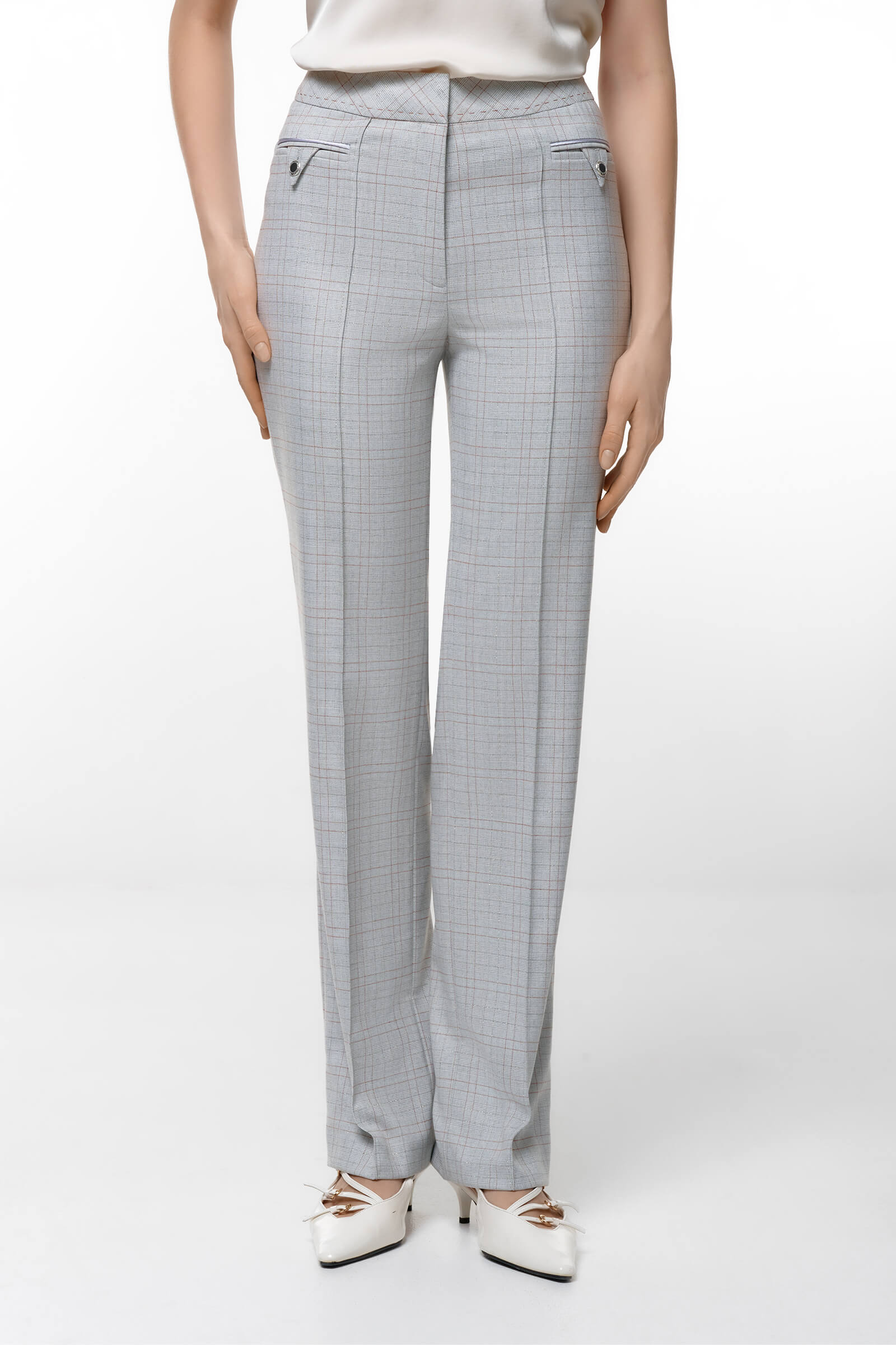 Костюмные брюки в клетку цвета Серый 
