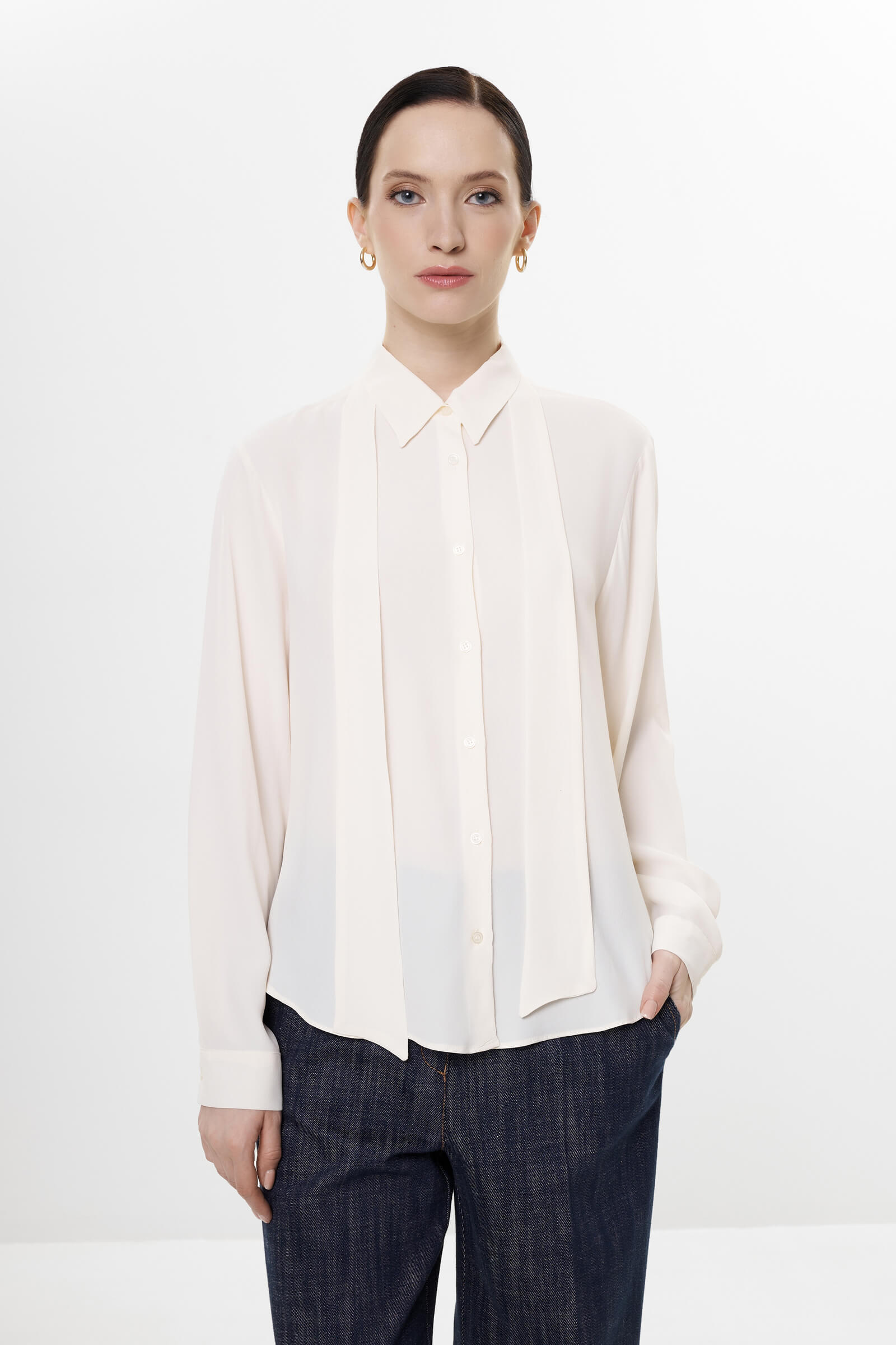 Рубашка с добавлением шелка цвета Кремовый 