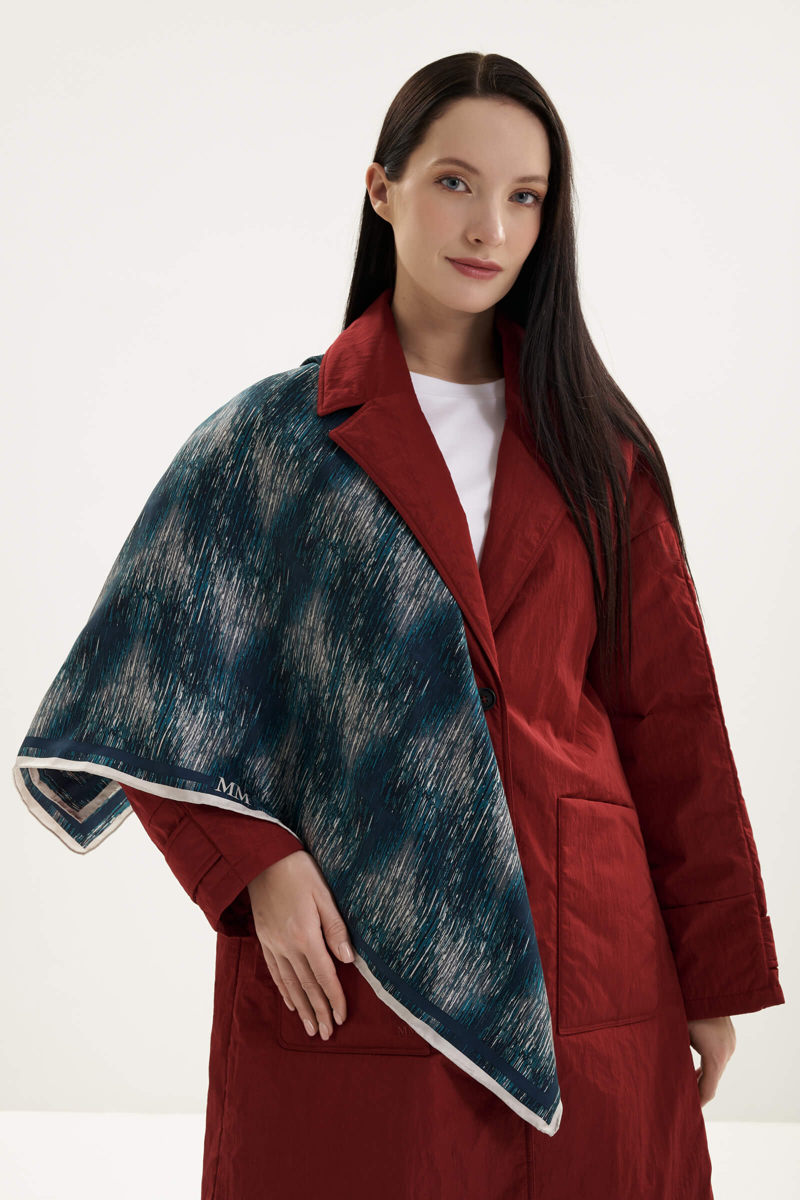 Платок из 100% шелка цвета Синий 