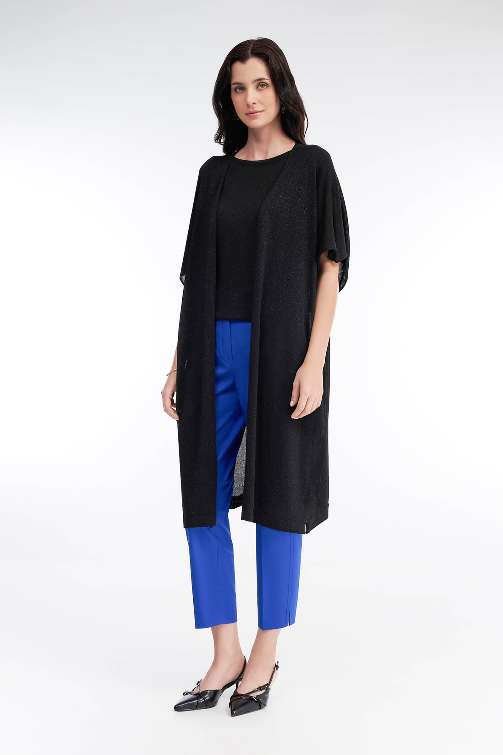 Удлиненный кардиган с люрексом Rocco Ragni. Цвет Черный. Фотография 1