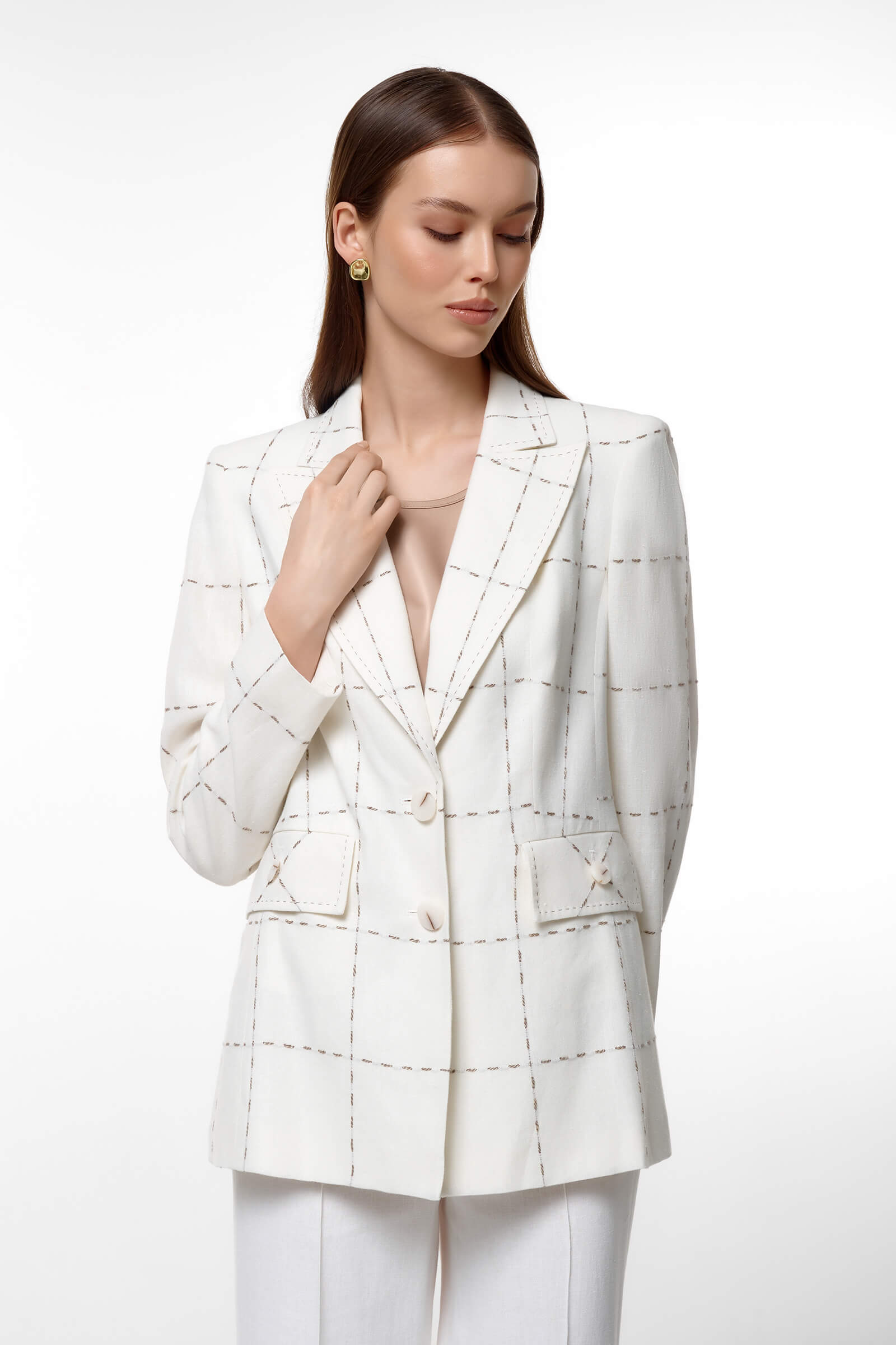 Пиджак с принтом в виде строчки цвета Кремовый 