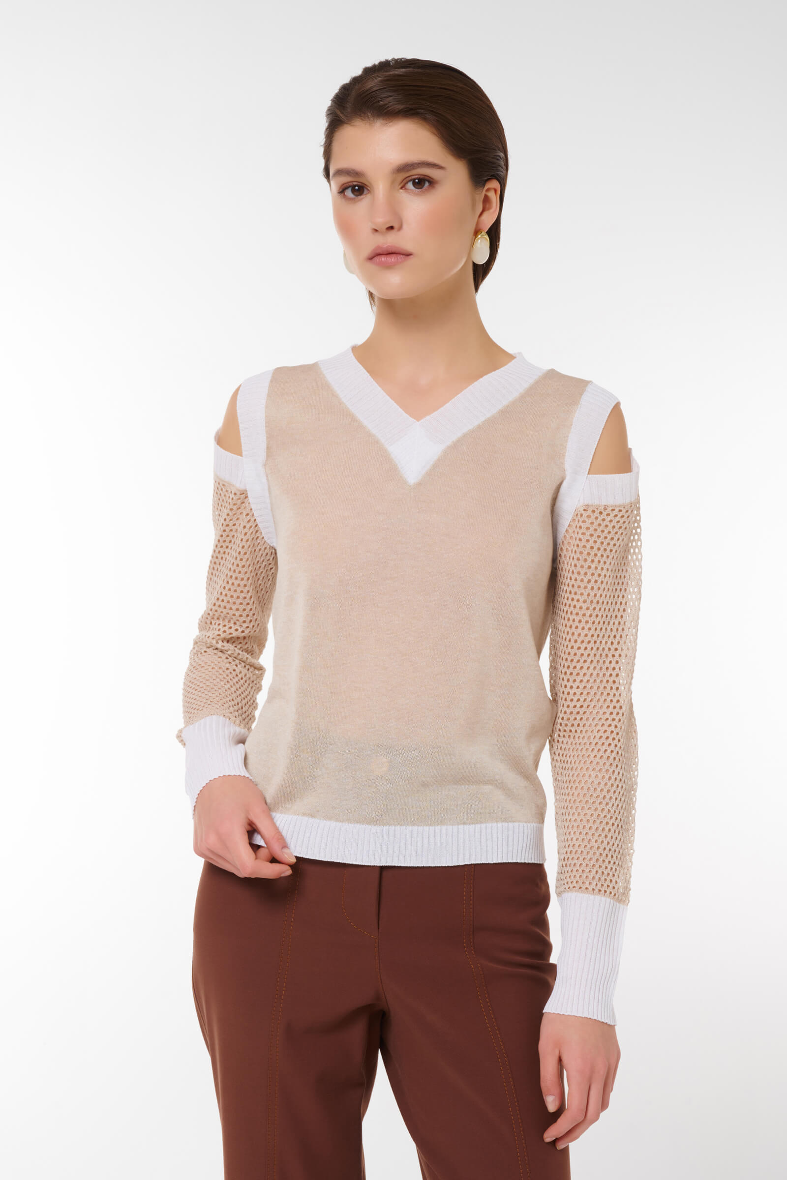 Джемпер с люрексом цвета Бежевый 