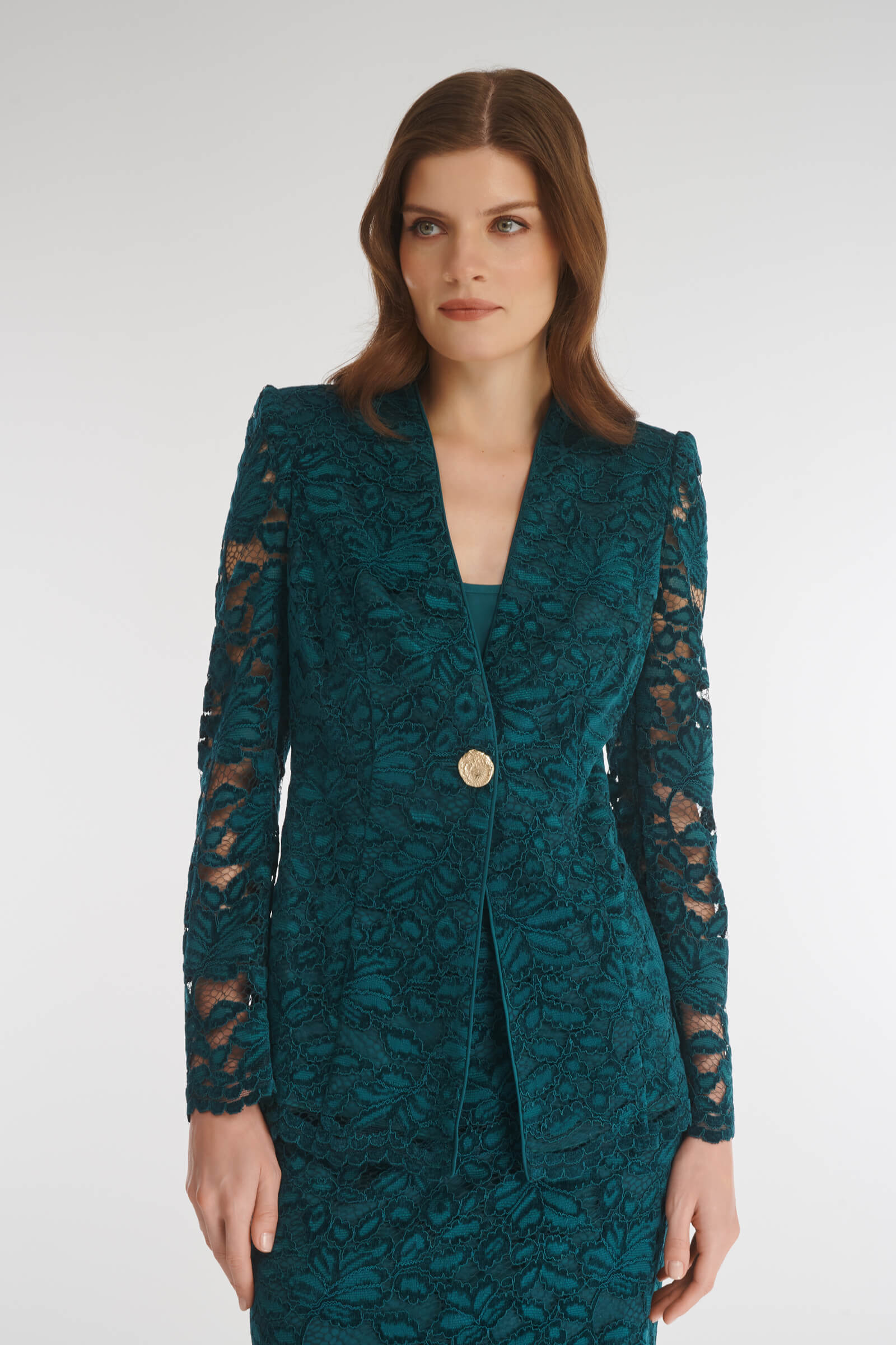 Жакет из гипюра цвета Зеленый 