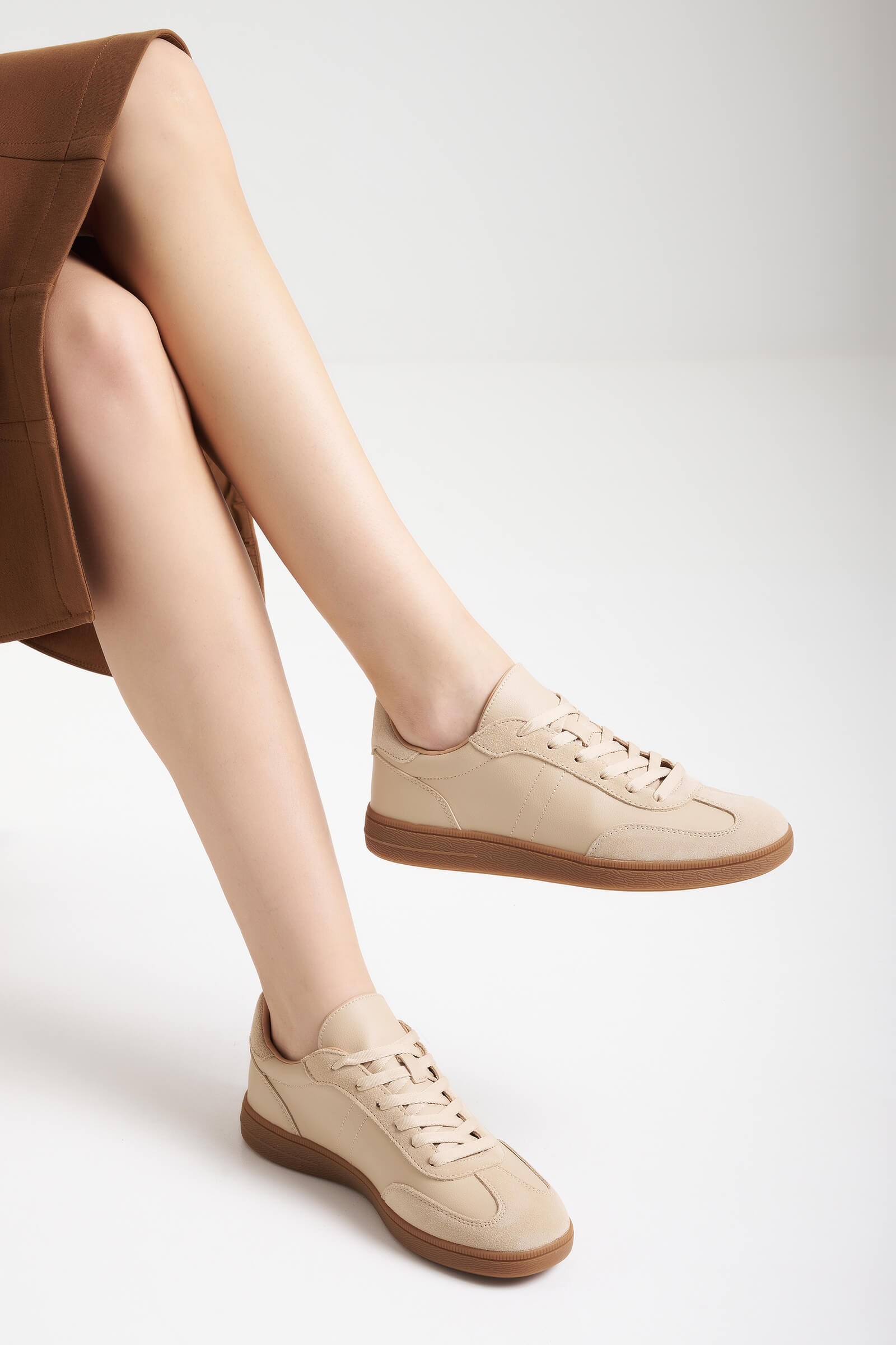 Кеды из экокожи цвета Бежевый 