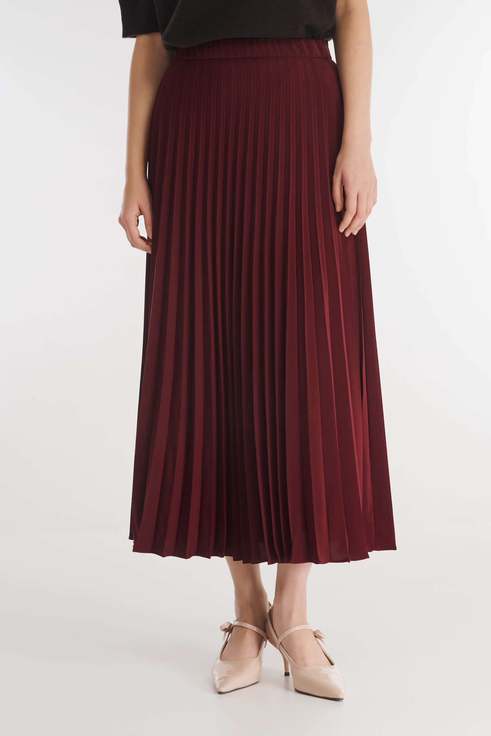 Плиссированная юбка из поливискозы цвета Бордовый 