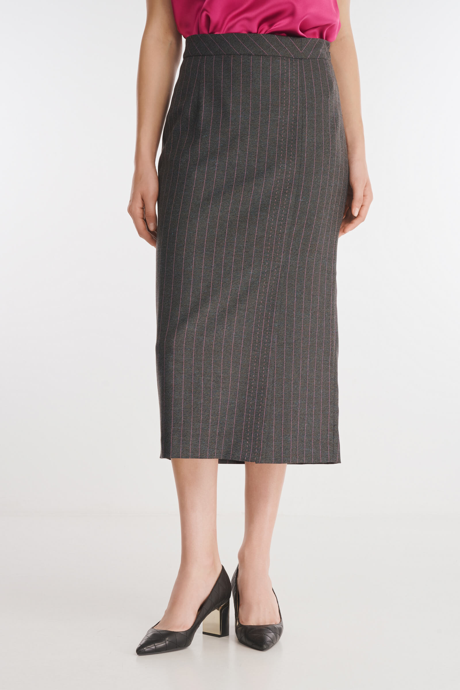 Юбка-карандаш в полоску цвета Серый 