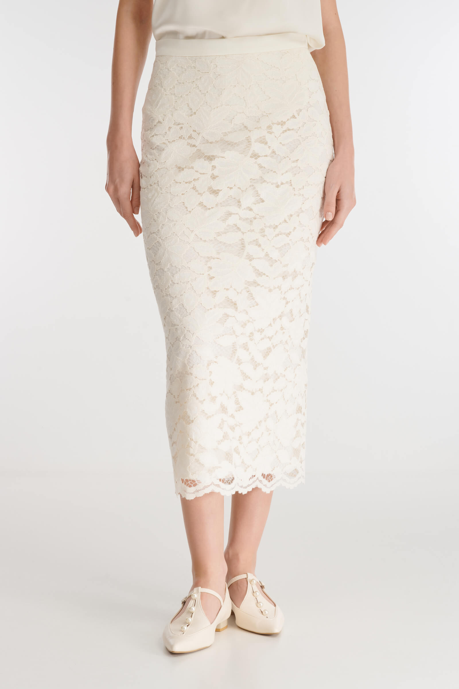 Юбка из гипюра цвета Бежевый 