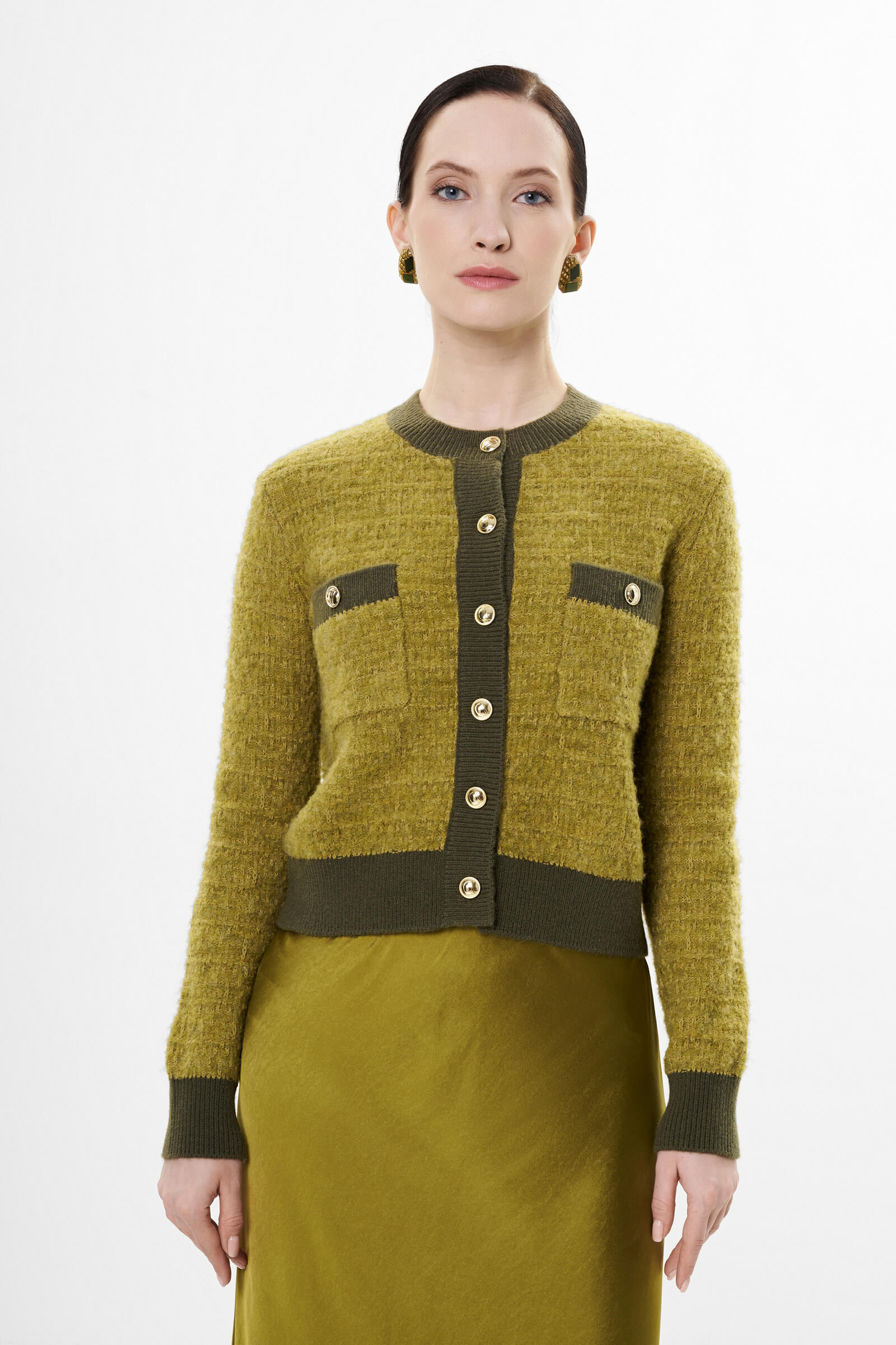 Укороченный кардиган цвета Оливковый 