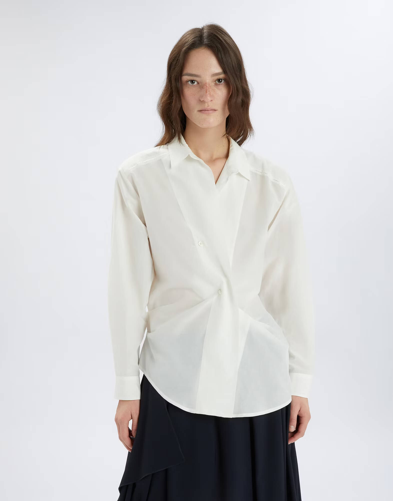 Асимметричная рубашка цвета Белый 