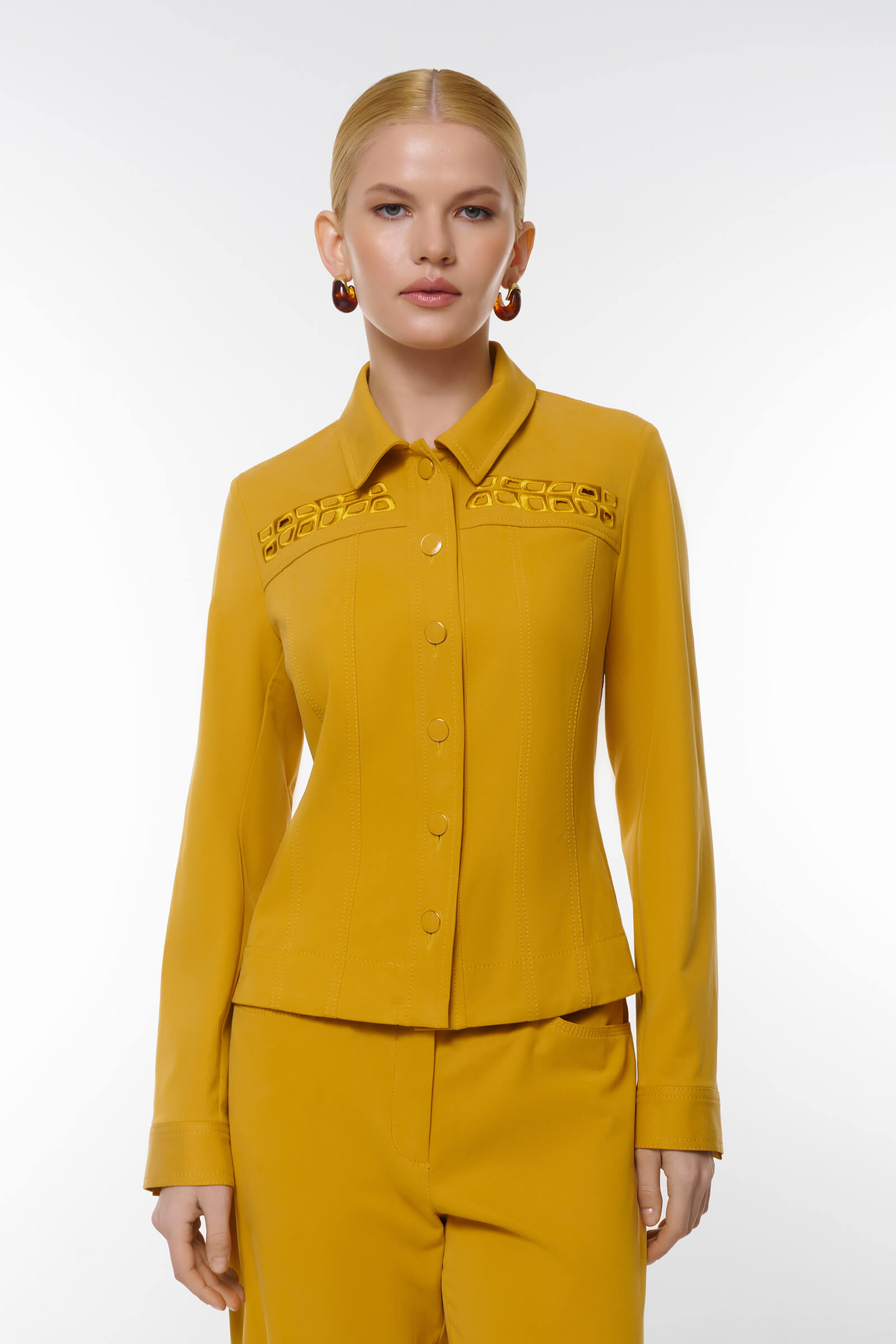 Укороченный жакет с вышивкой цвета Желтый 