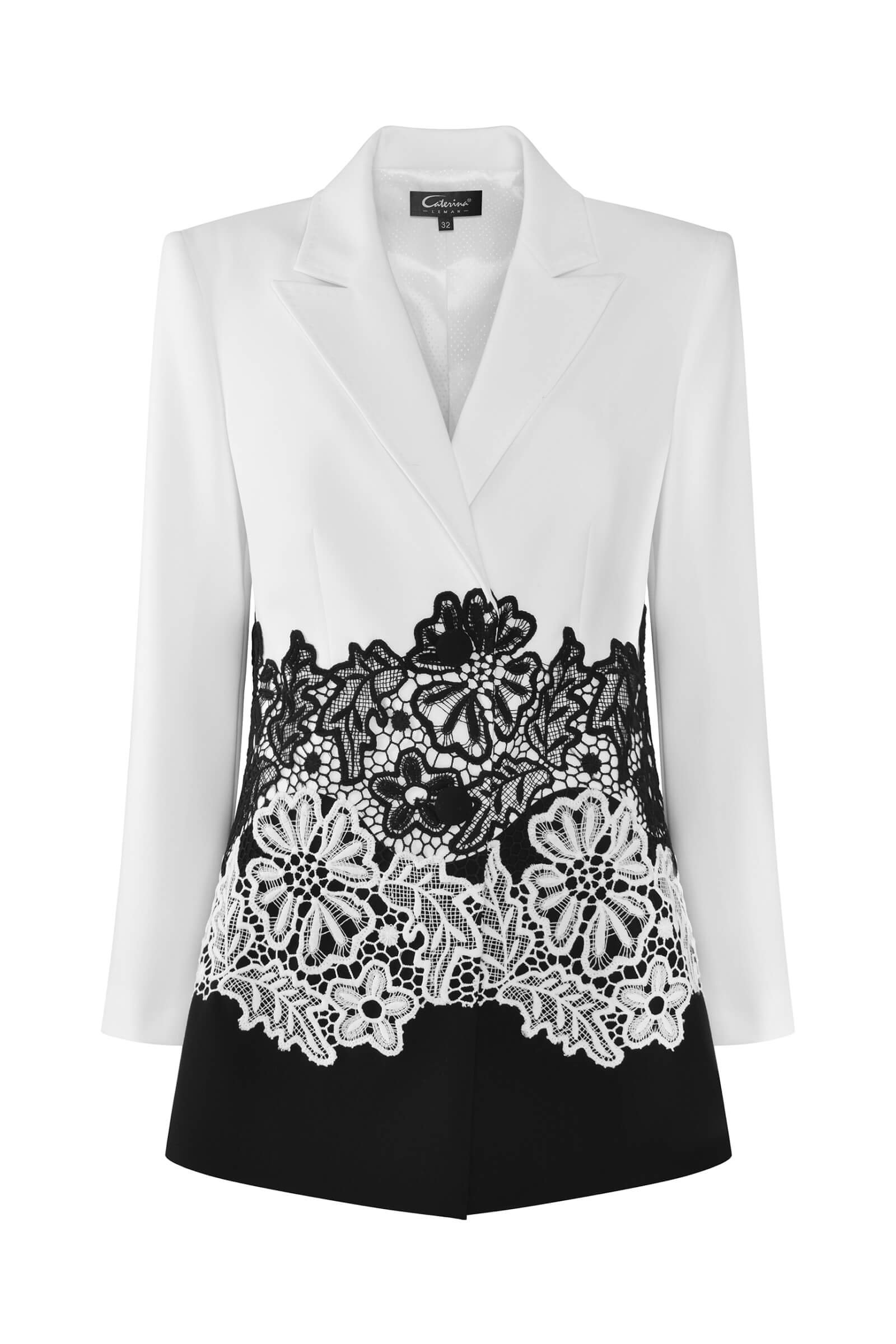 Пиджак с цветочным кружевом цвета Черно-белый 