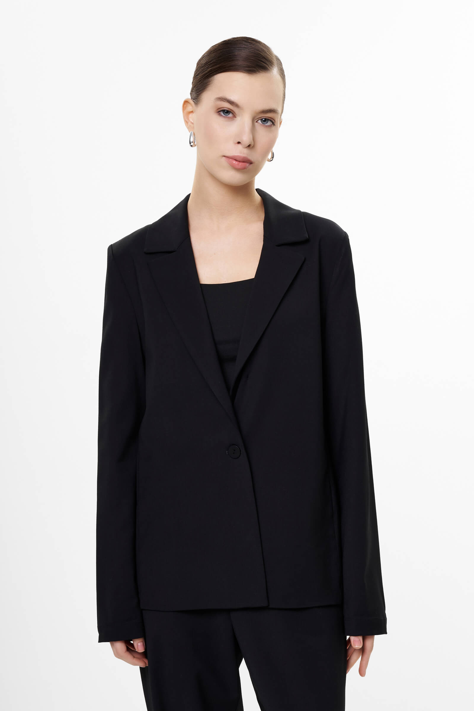 Однобортный пиджак с добавлением шерсти цвета Черный 