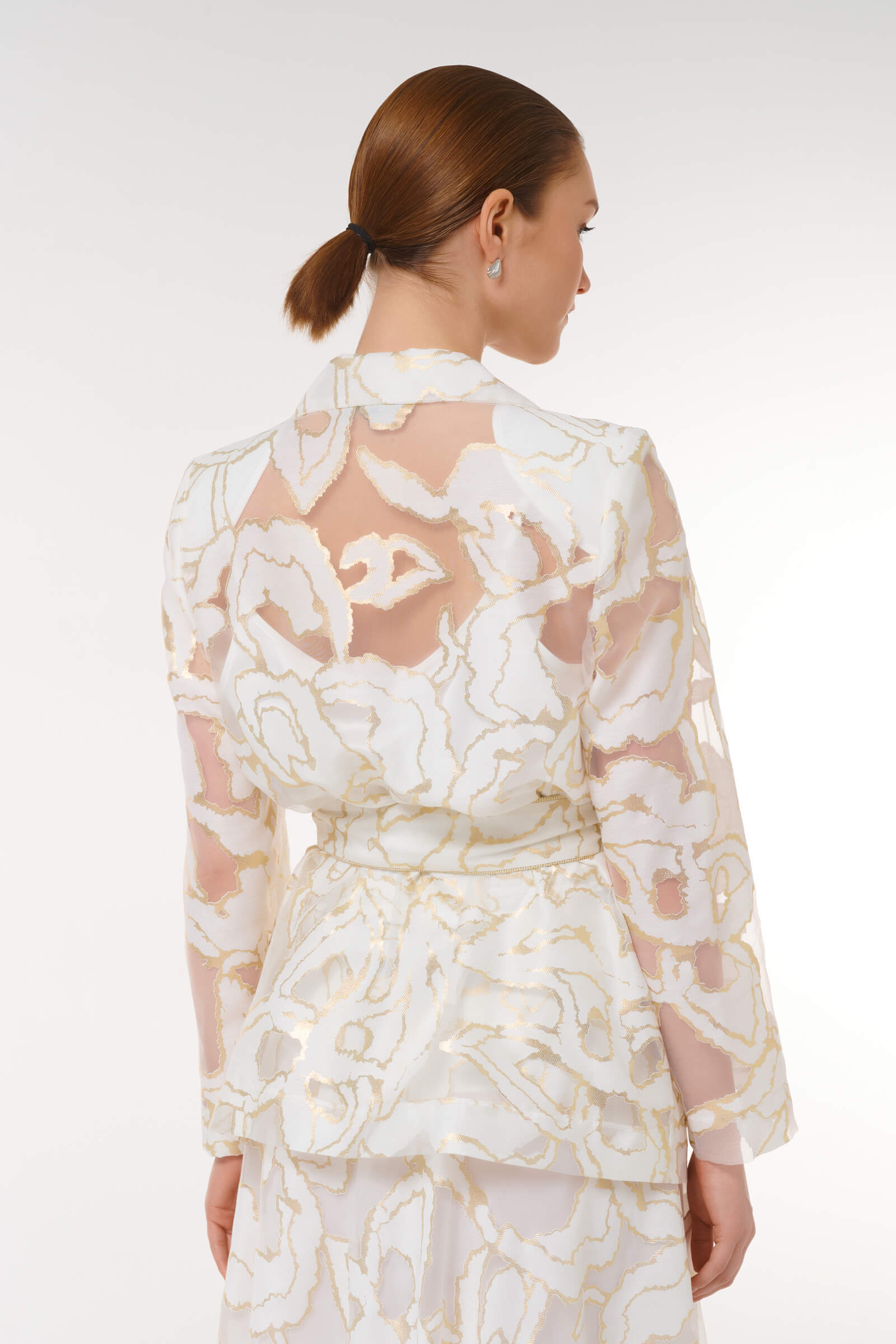 Жакет с поясом и абстрактным принтом Бренд Caterina Leman