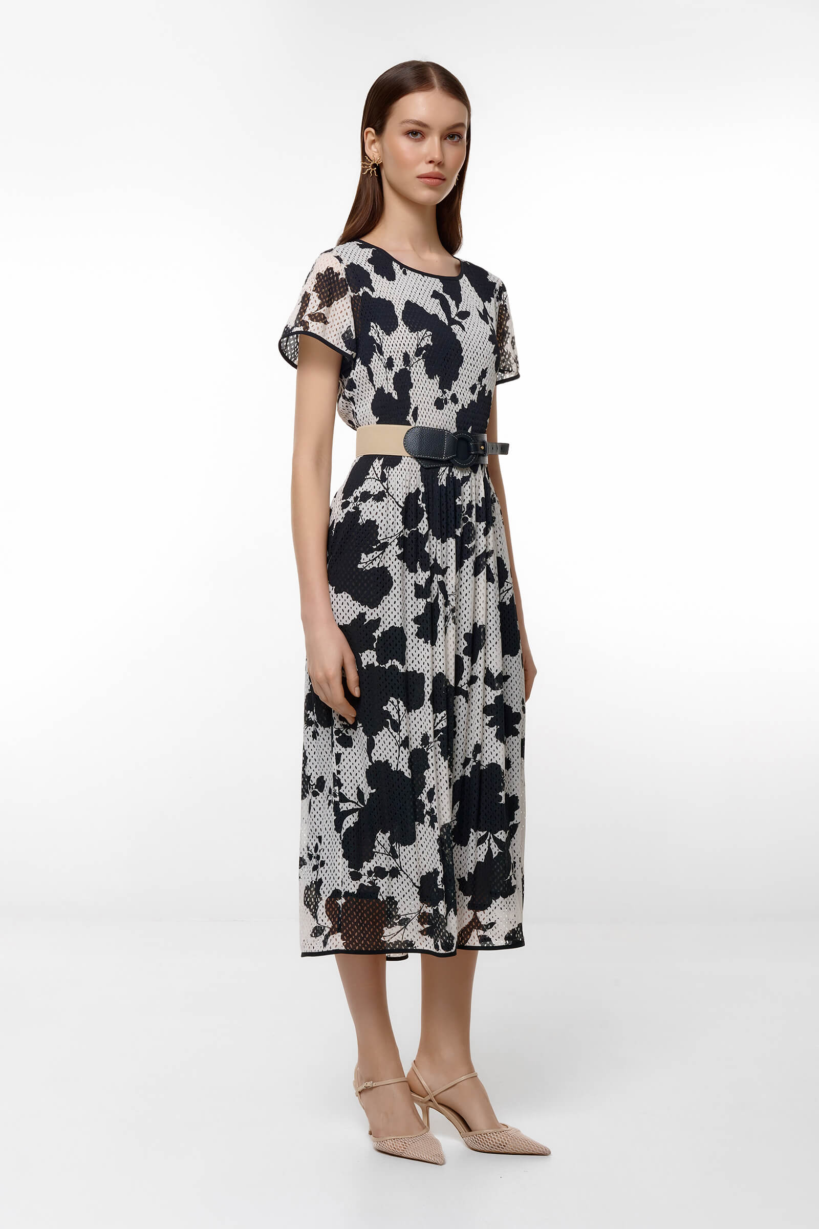 Платье с цветочным принтом и ремнем Бренд Caterina Leman