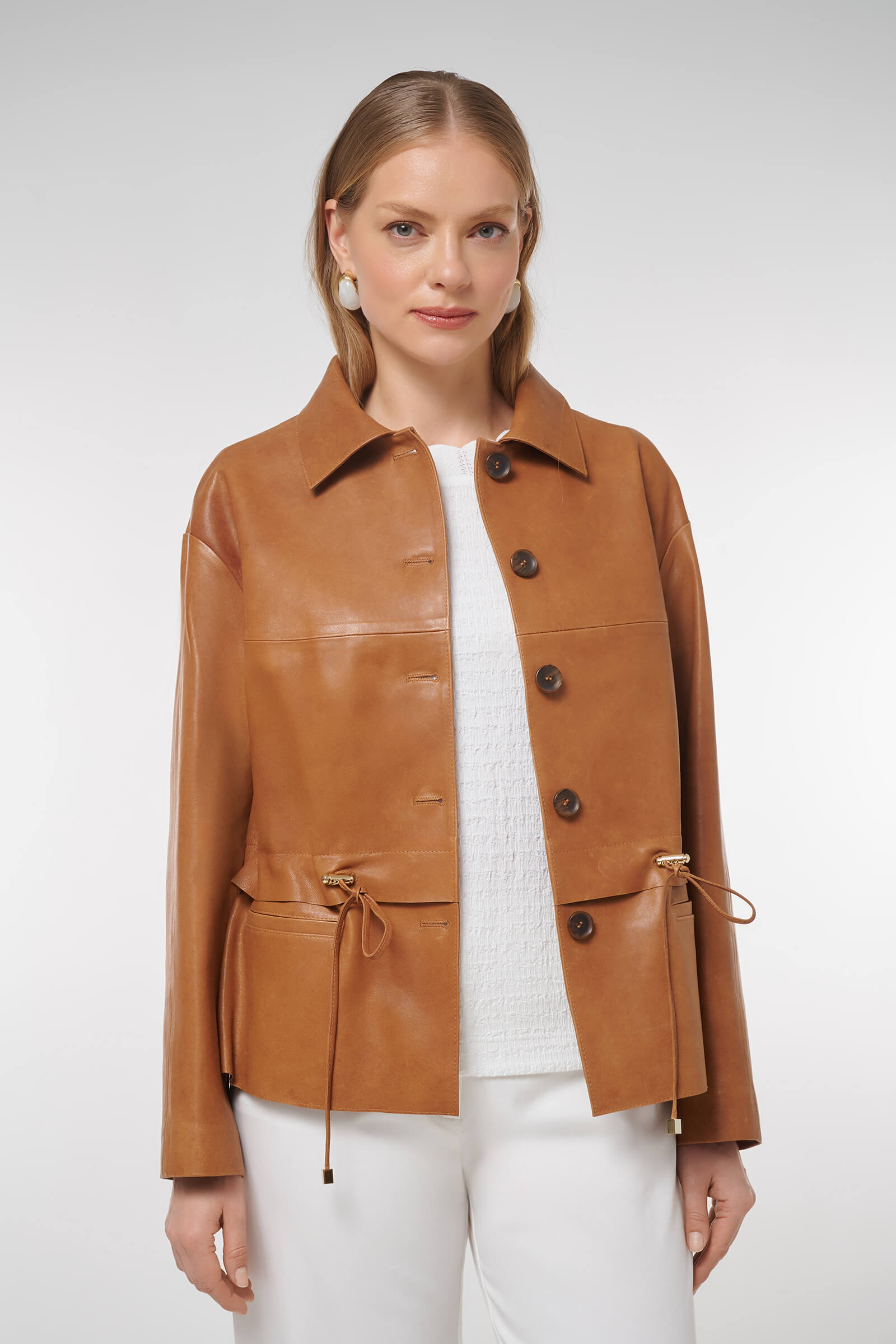 Удлиненная куртка из натуральной кожи Бренд Caterina Leman