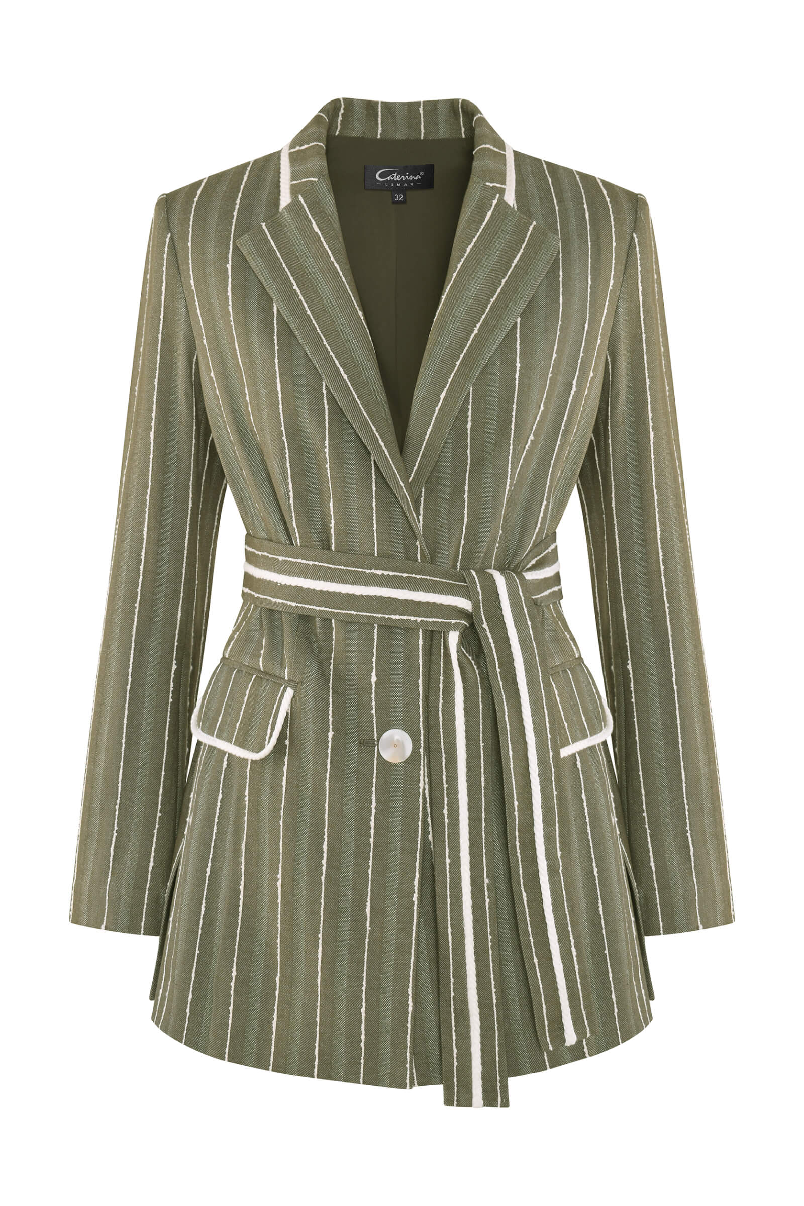 Приталенный жакет с поясом цвета Зеленый 