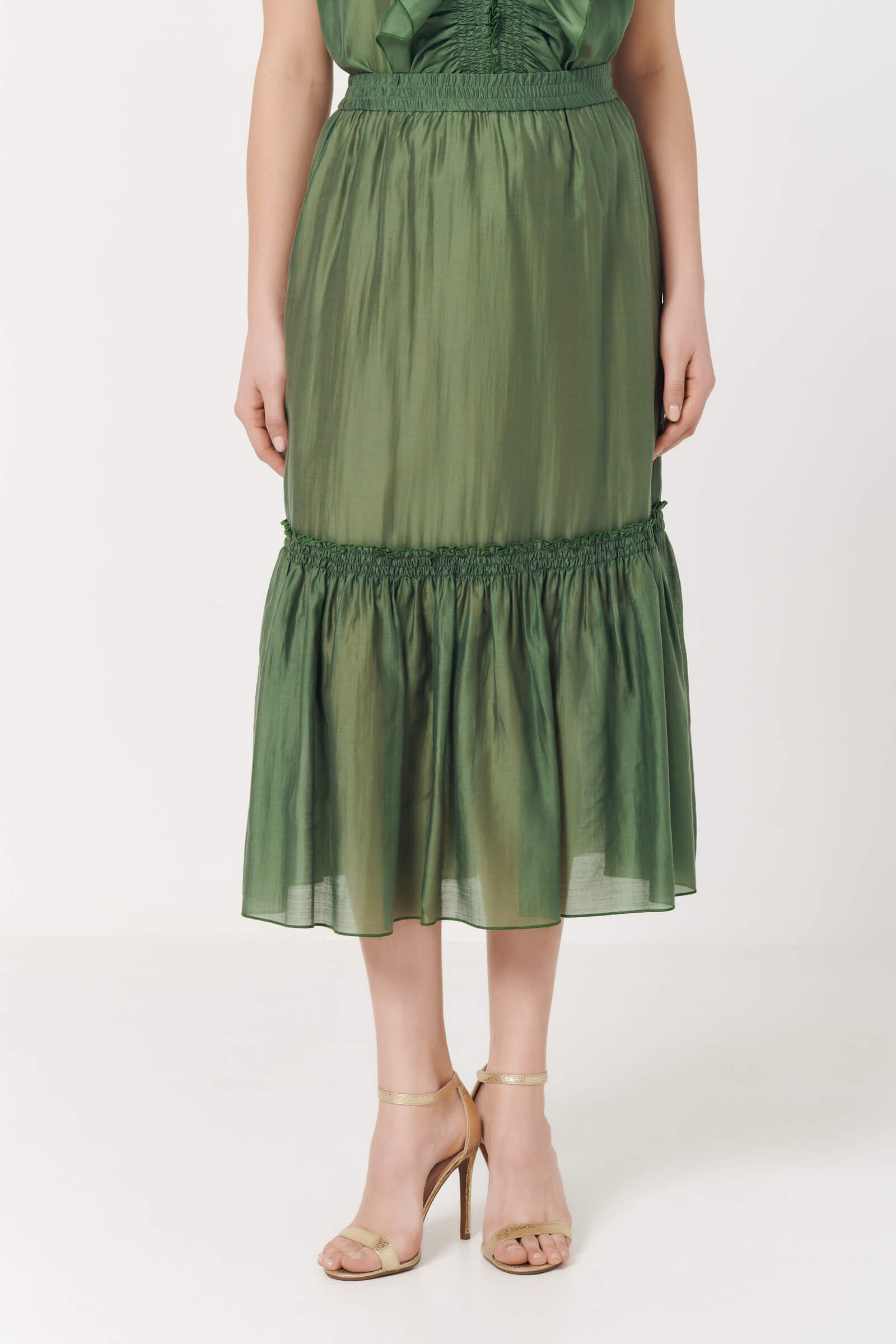 Юбка с воланами цвета Зеленый 
