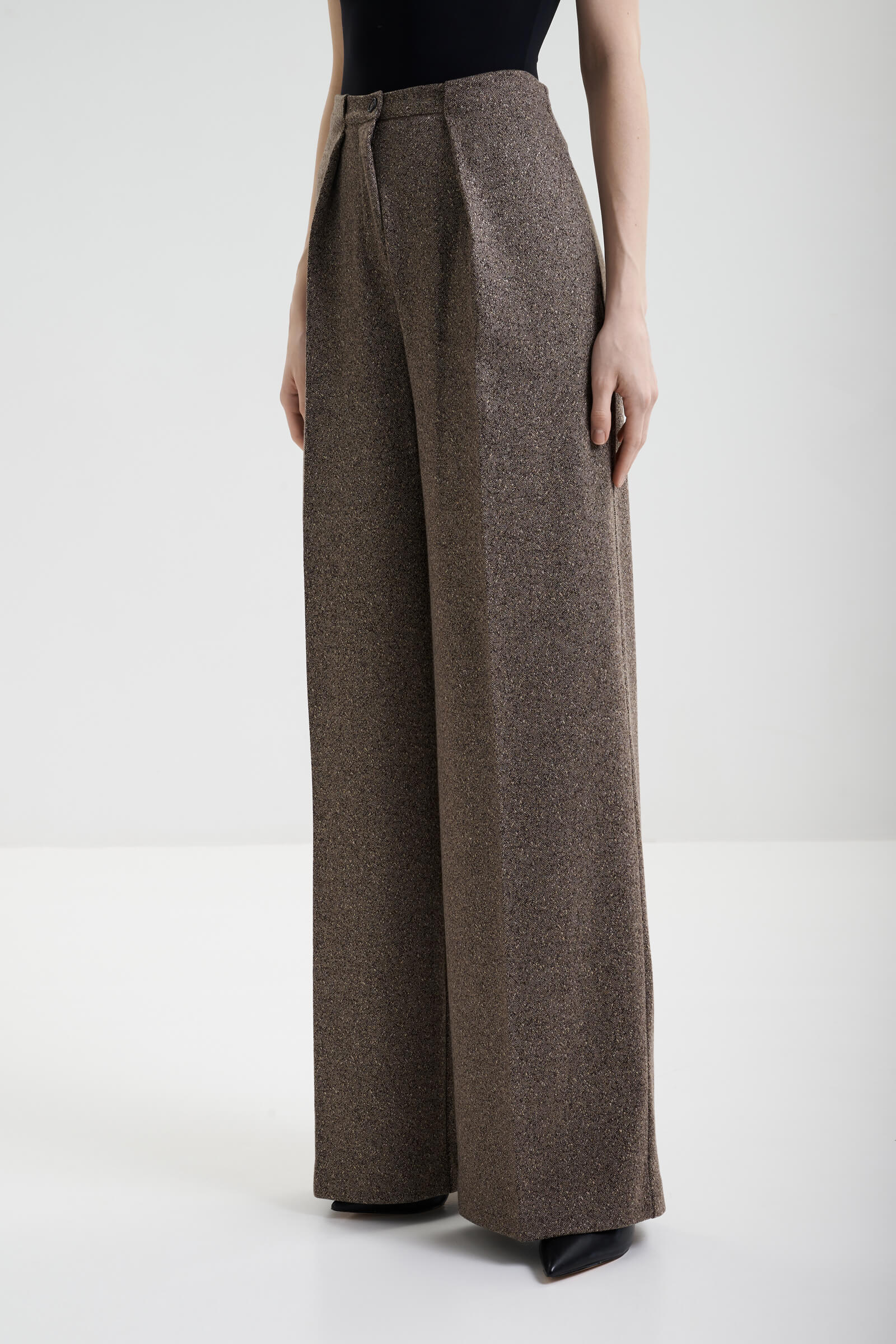 Брюки-палаццо из смесовой вискозы цвета Коричневый 