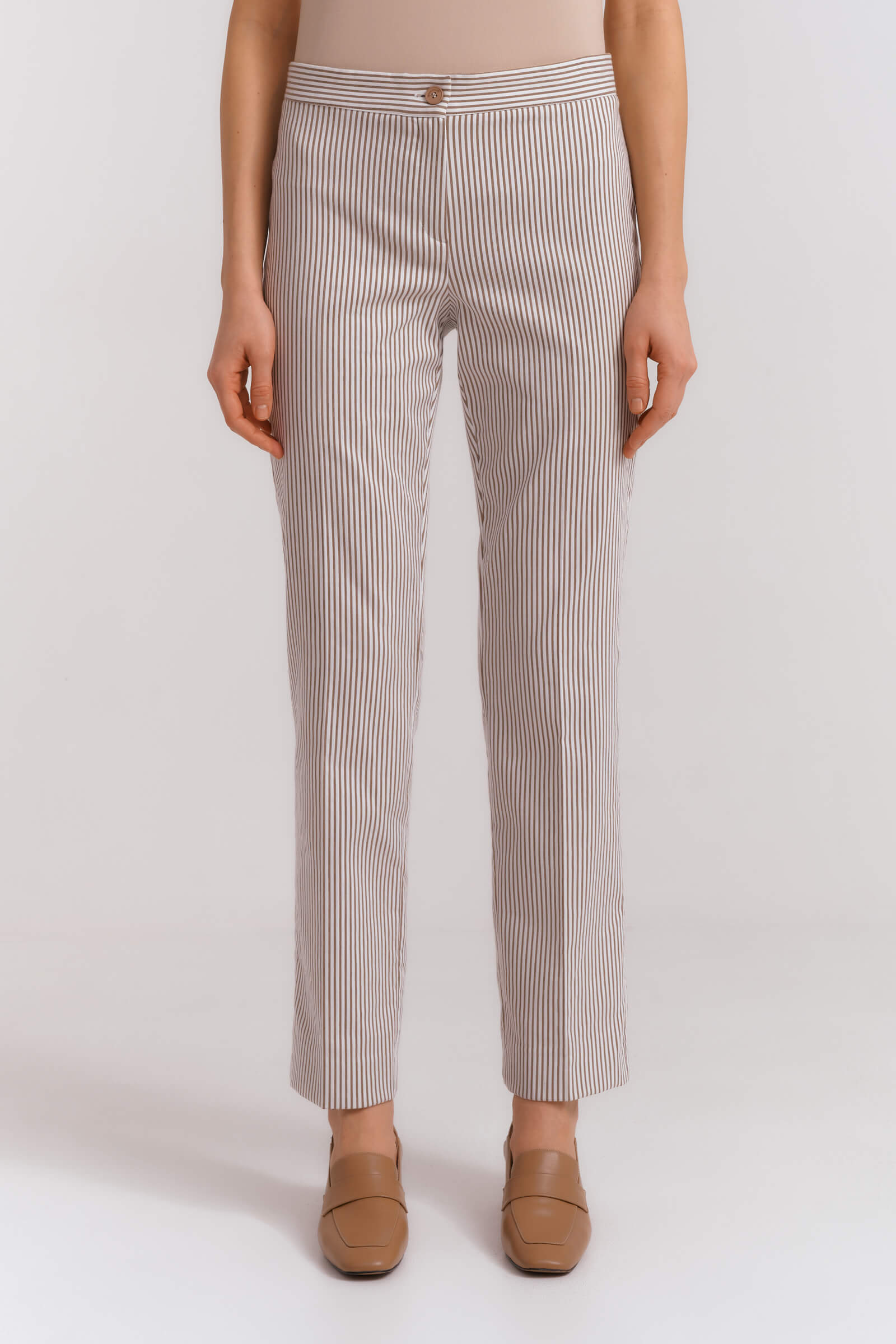 Укороченные брюки в полоску цвета Мультиколор 