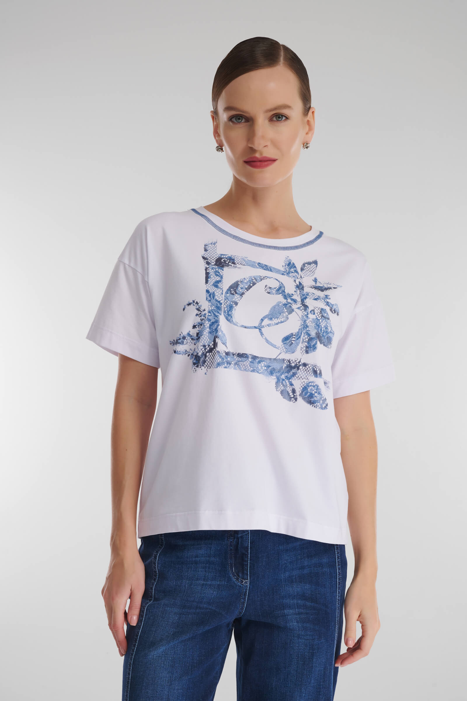 Хлопковая футболка со спущенной линией плеча цвета Белый 