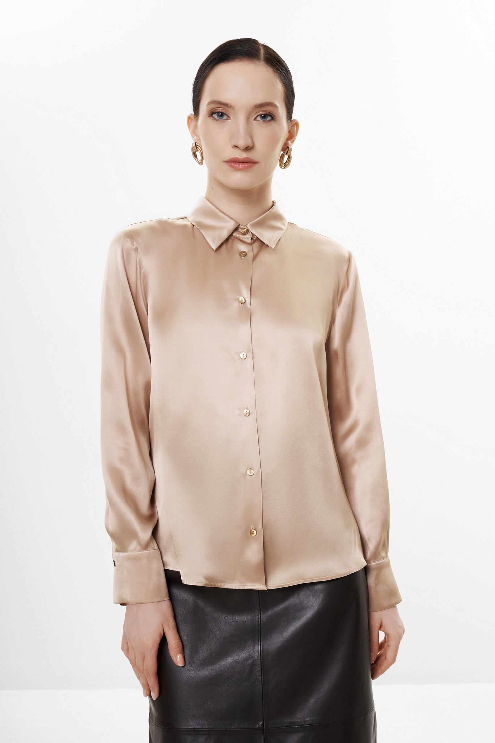 Шелковая рубашка цвета Бежевый 