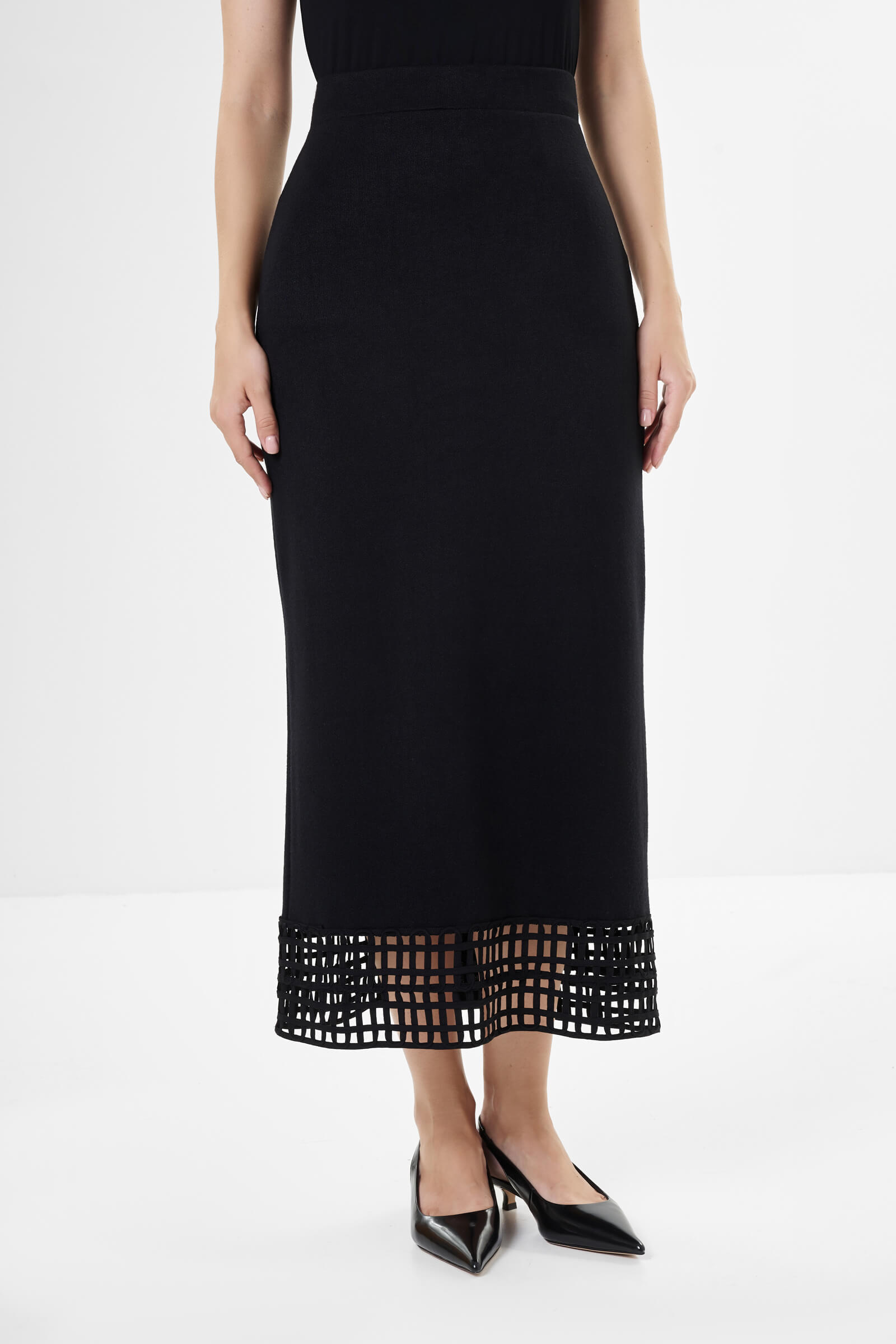 Юбка с перфорацией цвета Черный 