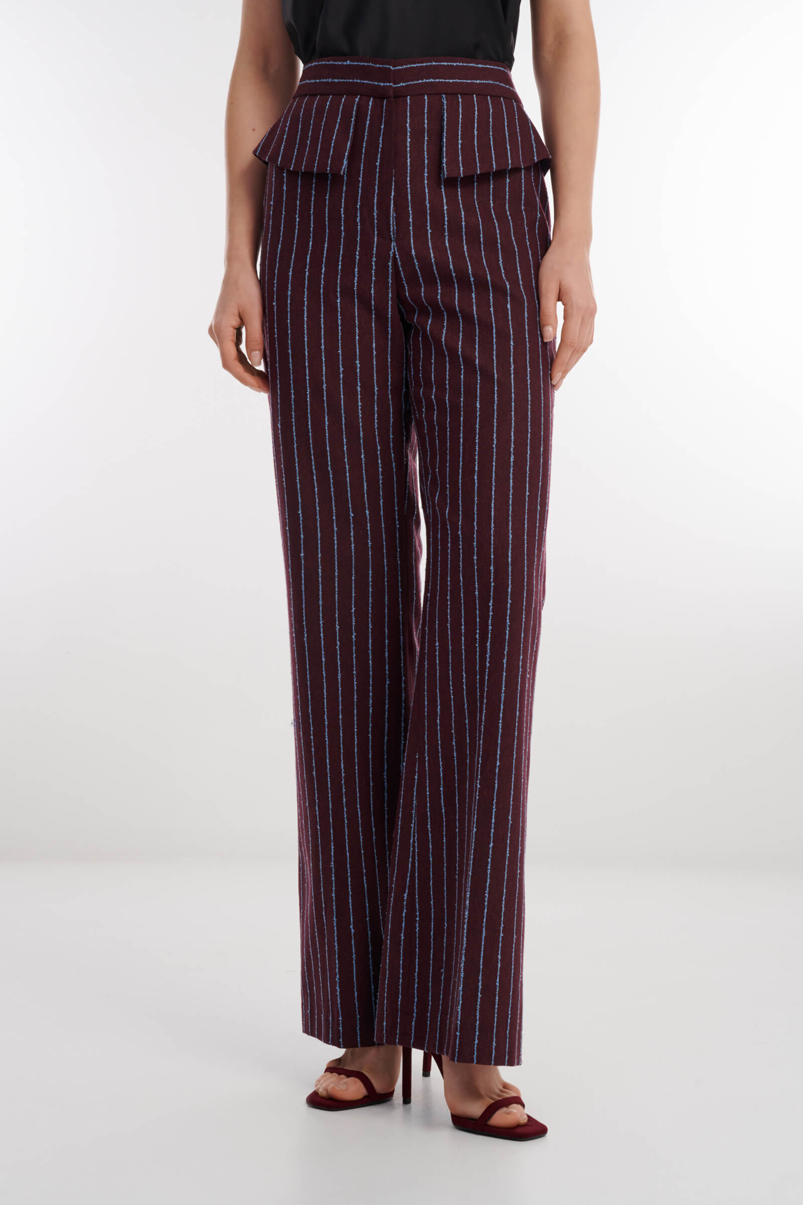 Брюки в полоску цвета Бордовый 