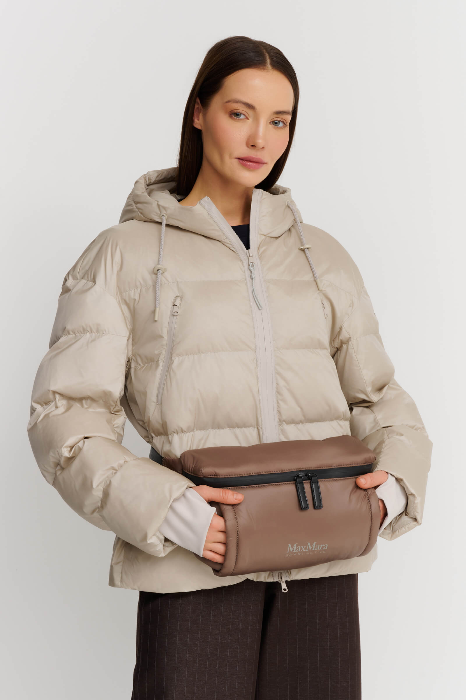 Поясная сумка с двойной молнией цвета Коричневый 