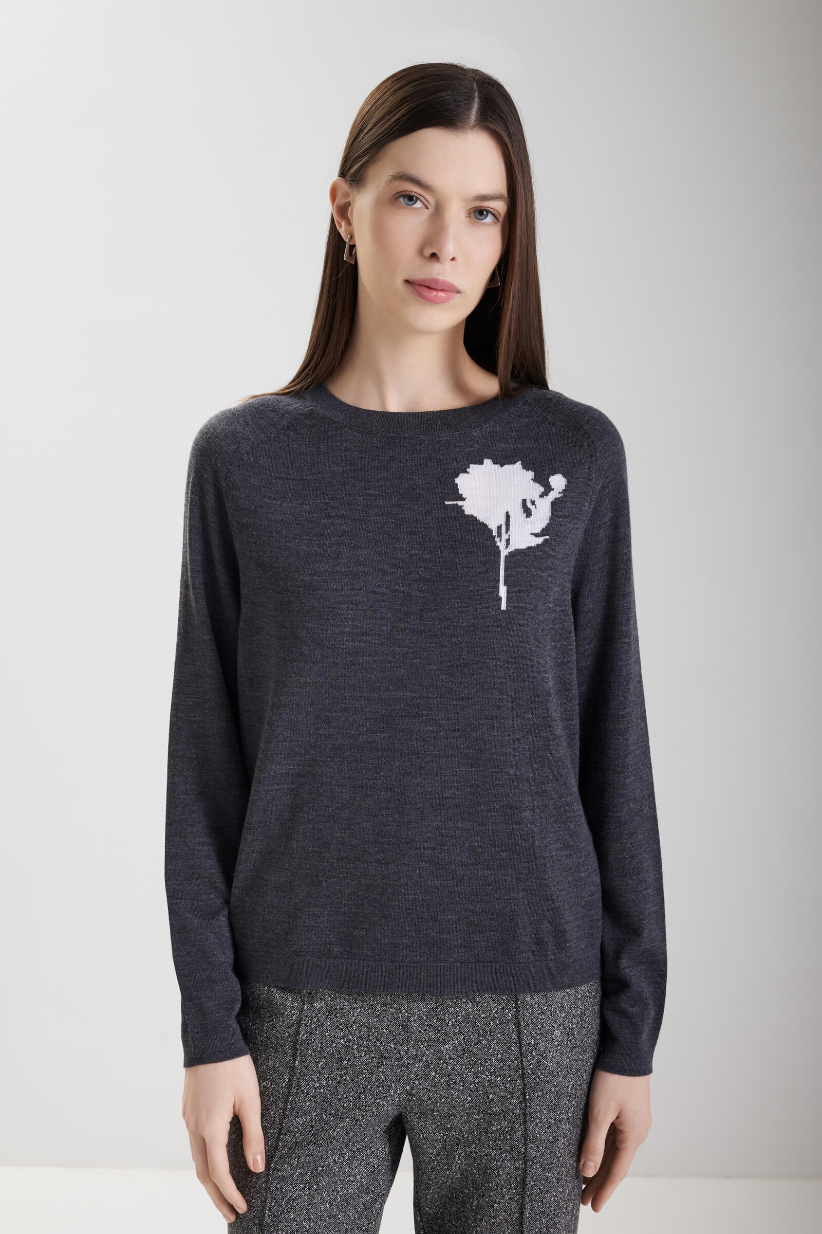 Шерстяной джемпер с узором цвета Серый 