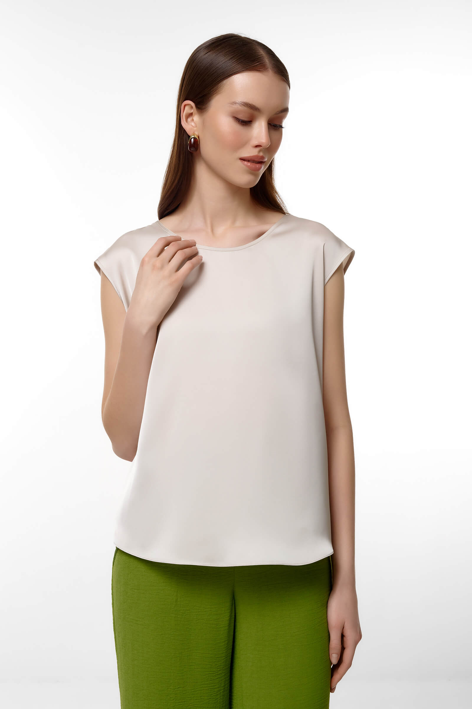 Топ с коротким рукавом цвета Бежевый 