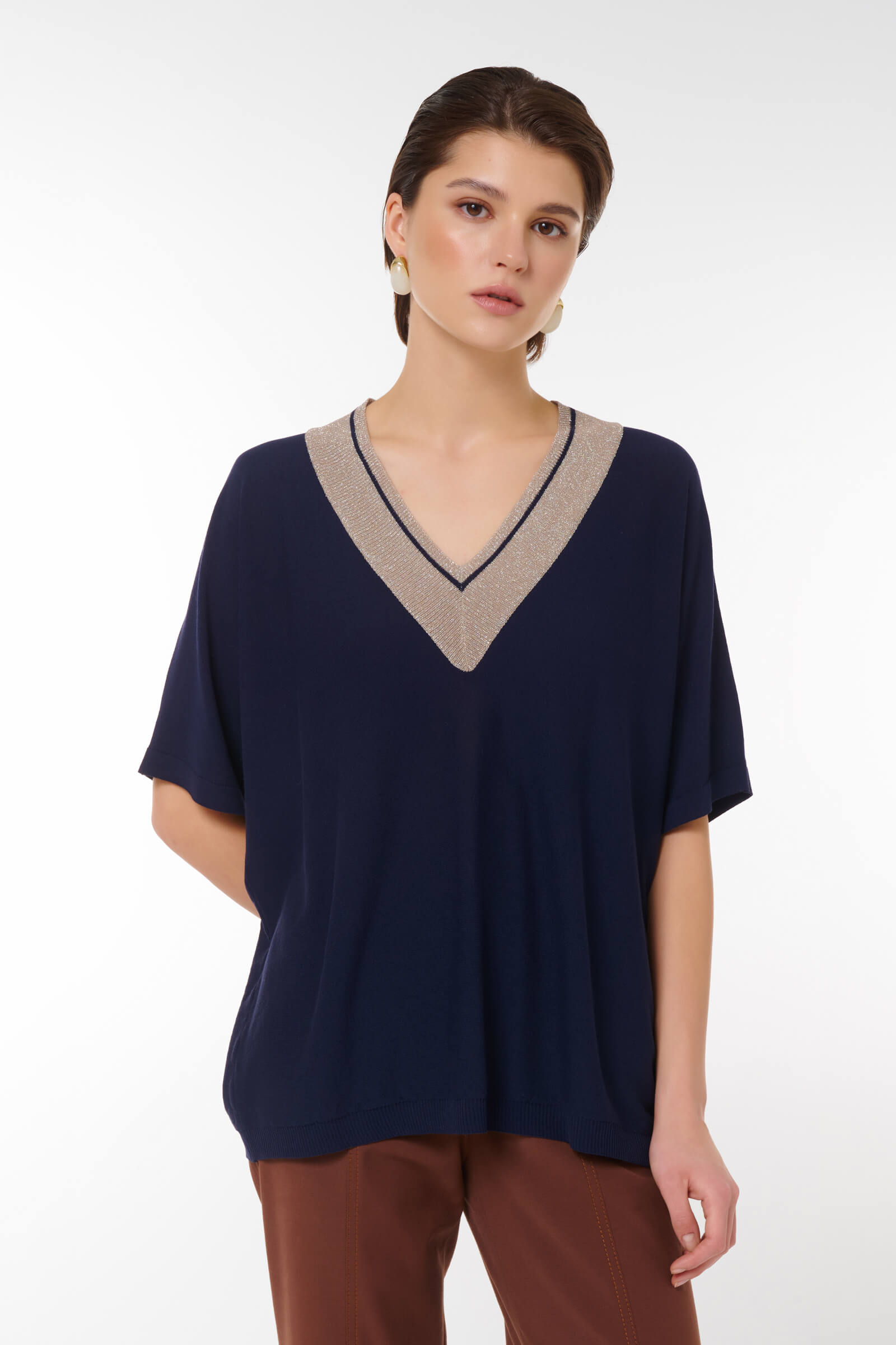 Джемпер с люрексом цвета Синий 