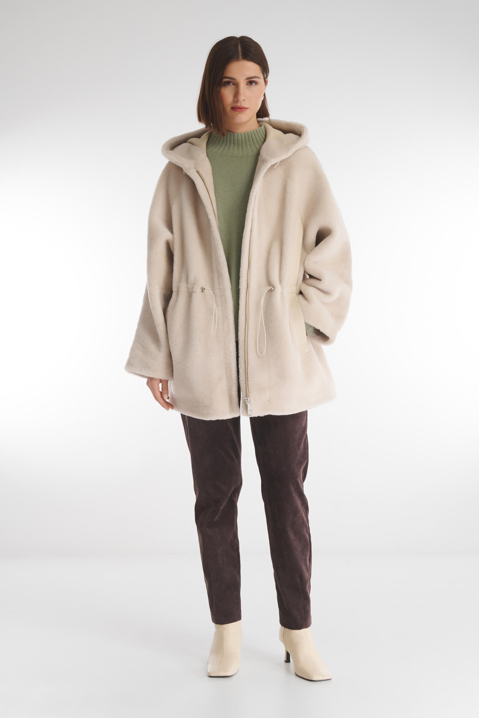 Удлиненная дубленка из натурального меха Бренд Caterina Leman