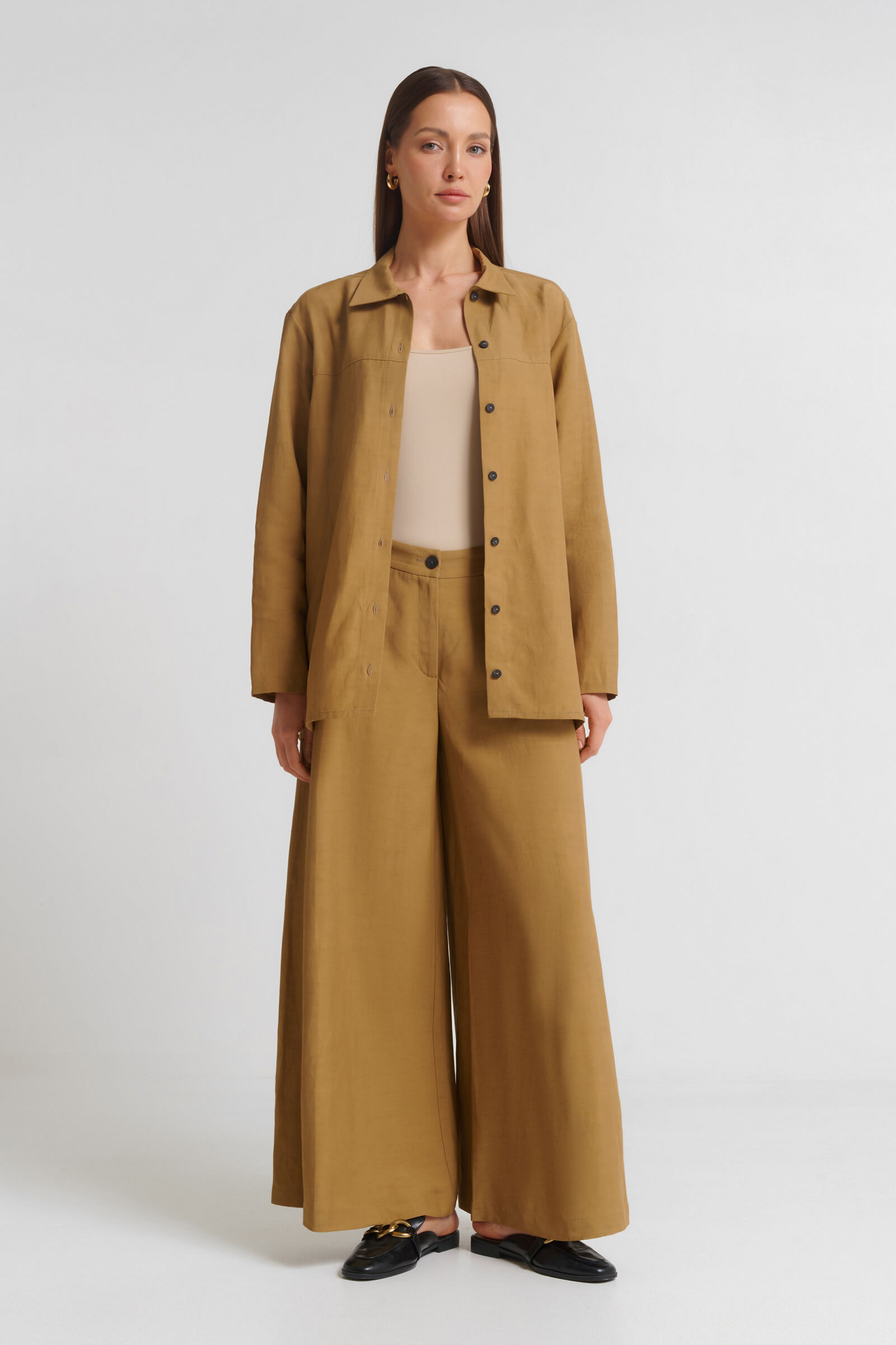 Широкие брюки с добавлением льна Бренд Sarah Pacini