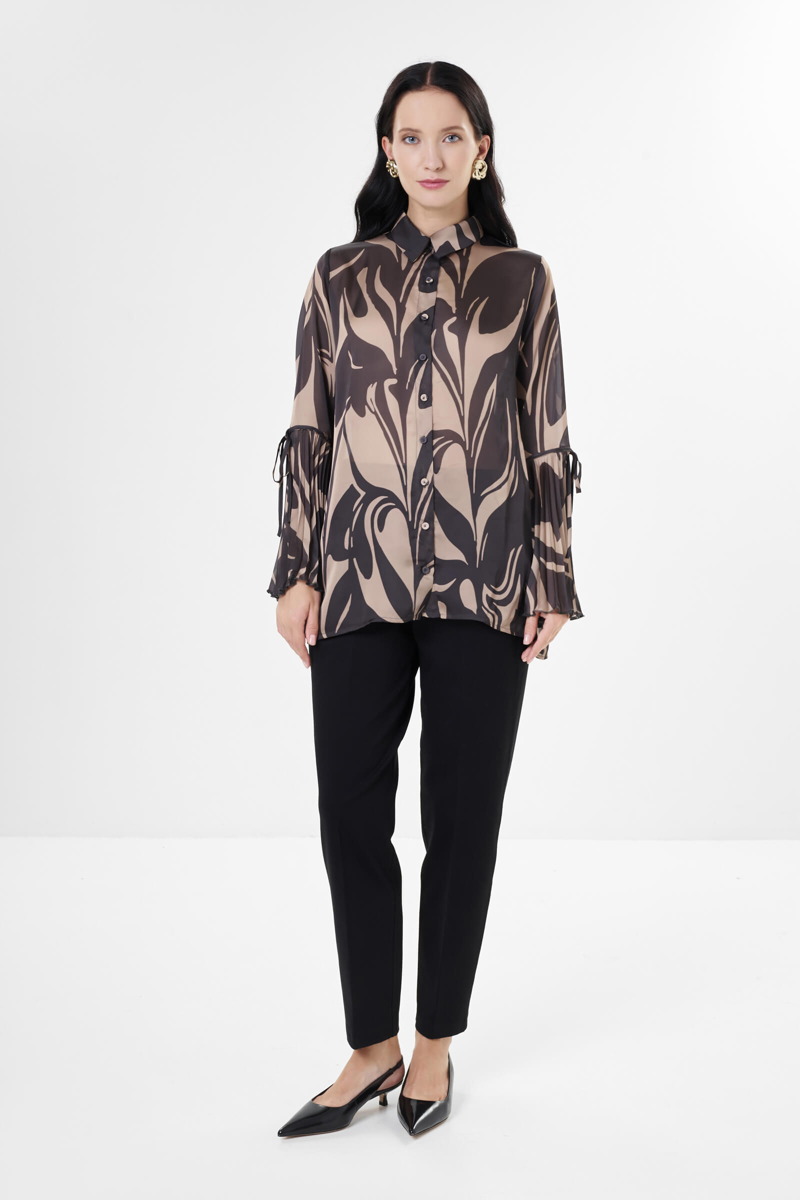 Рубашка с плиссированными рукавами Бренд Milva Mi