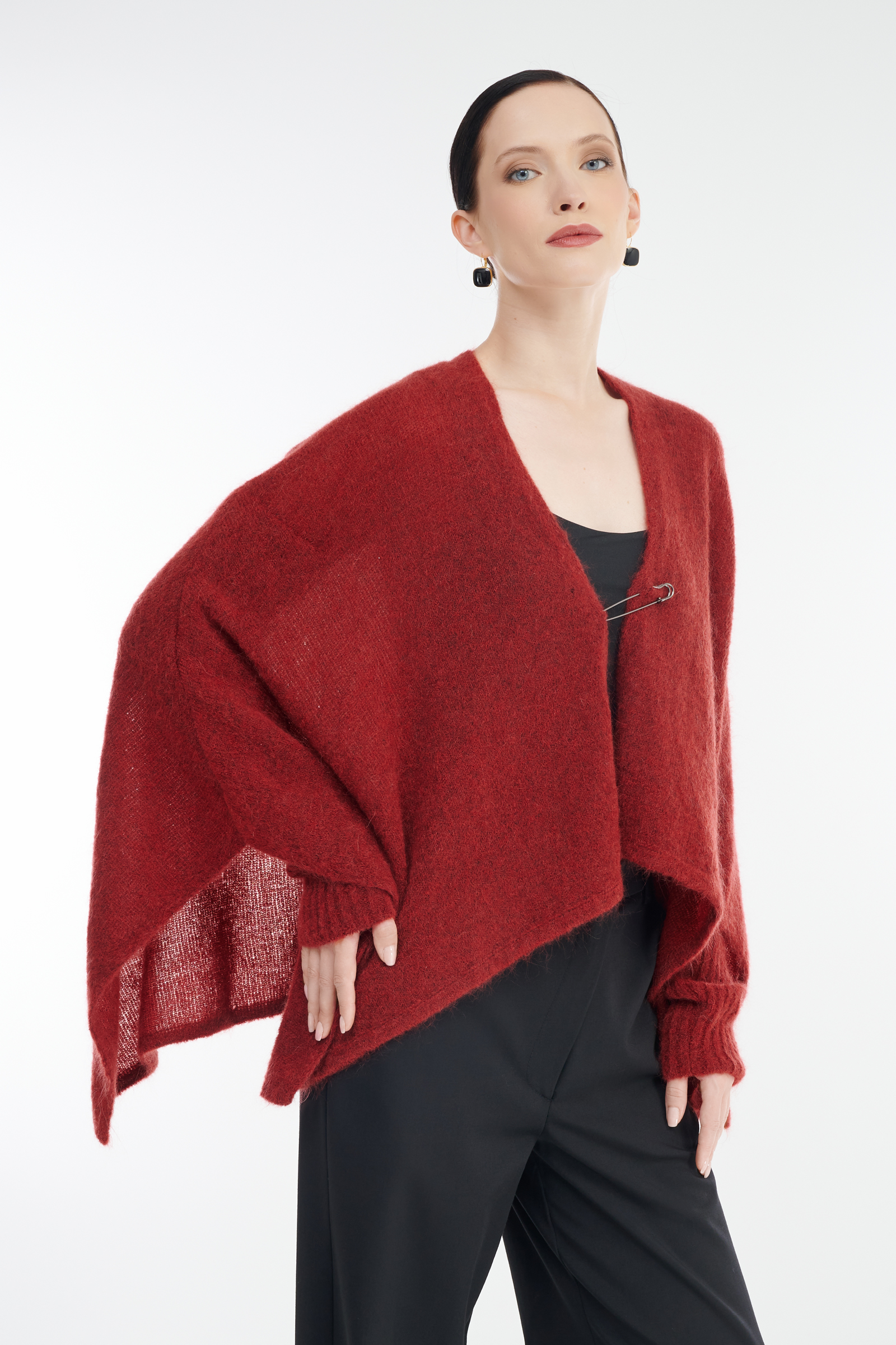 Укороченный кардиган на запах цвета Красный