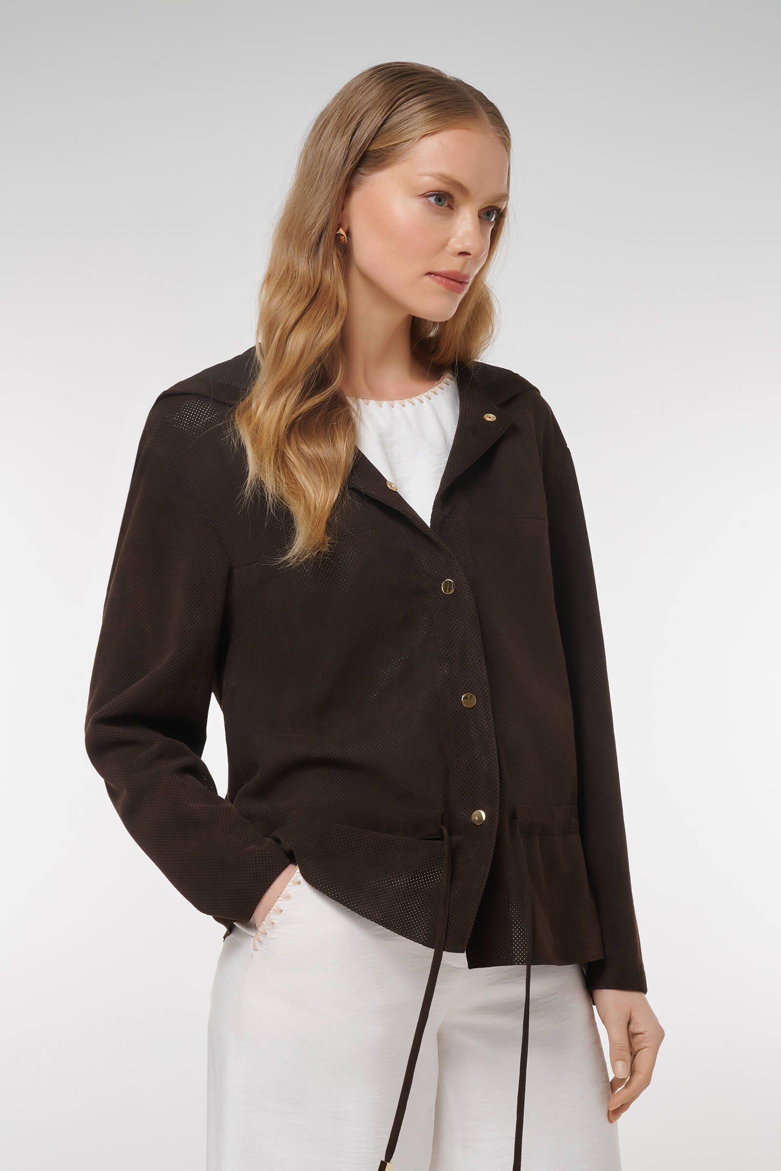 Куртка с перфорацией из натуральной кожи Бренд Caterina Leman