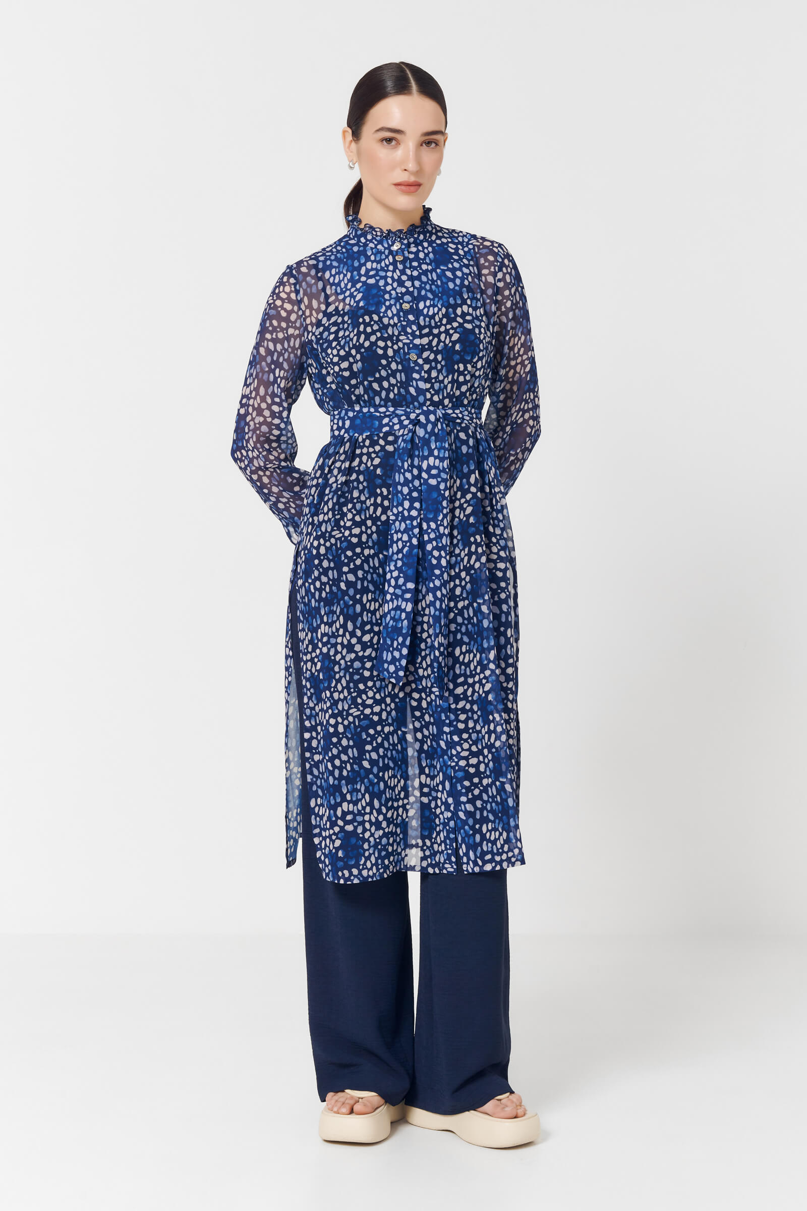 Блузка женская/ BL9041-21A Блики_1 (Темный-Синий-Белый (15/01) 50/56) цвета Серый 