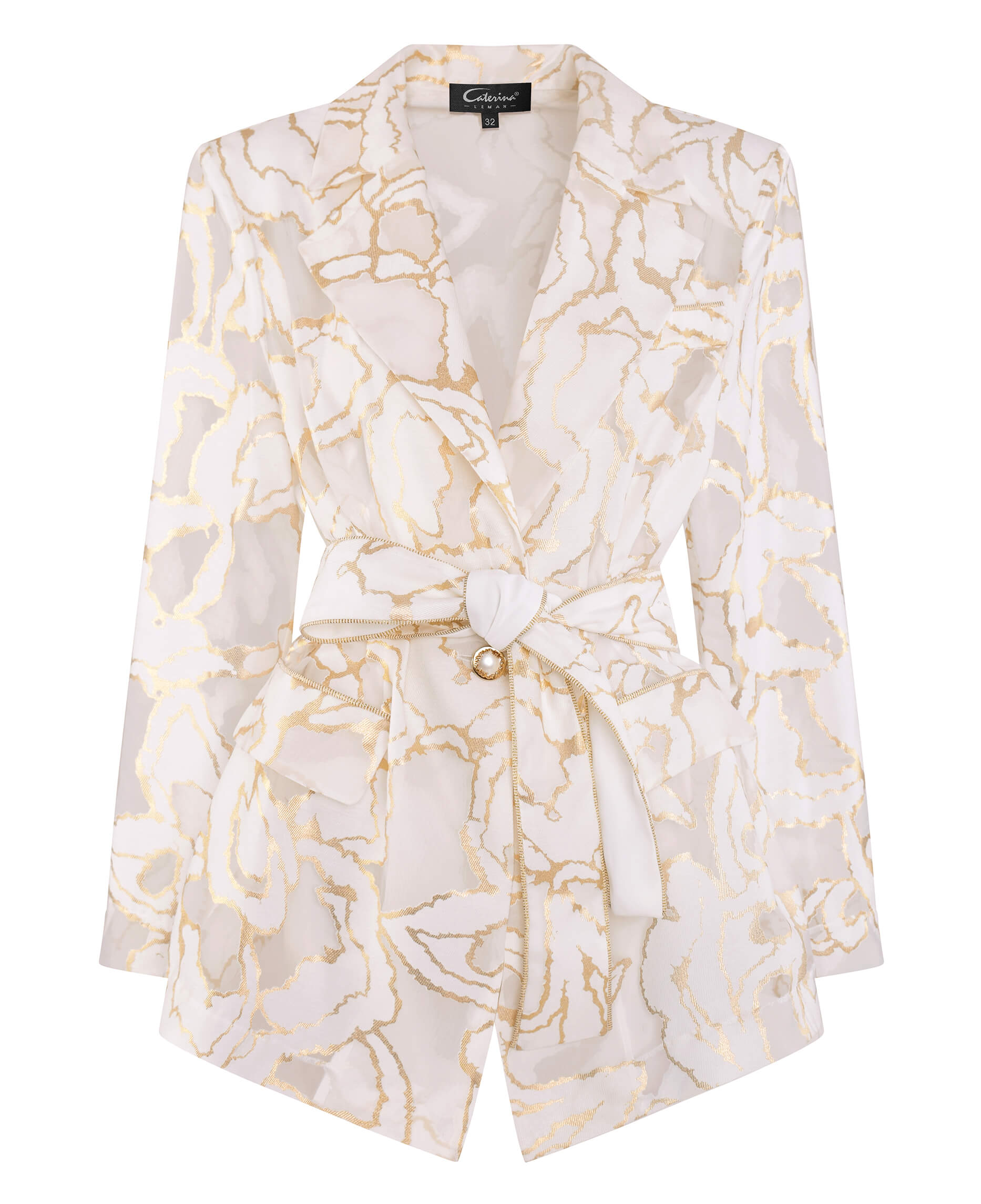 Жакет с поясом и абстрактным принтом Бренд Caterina Leman