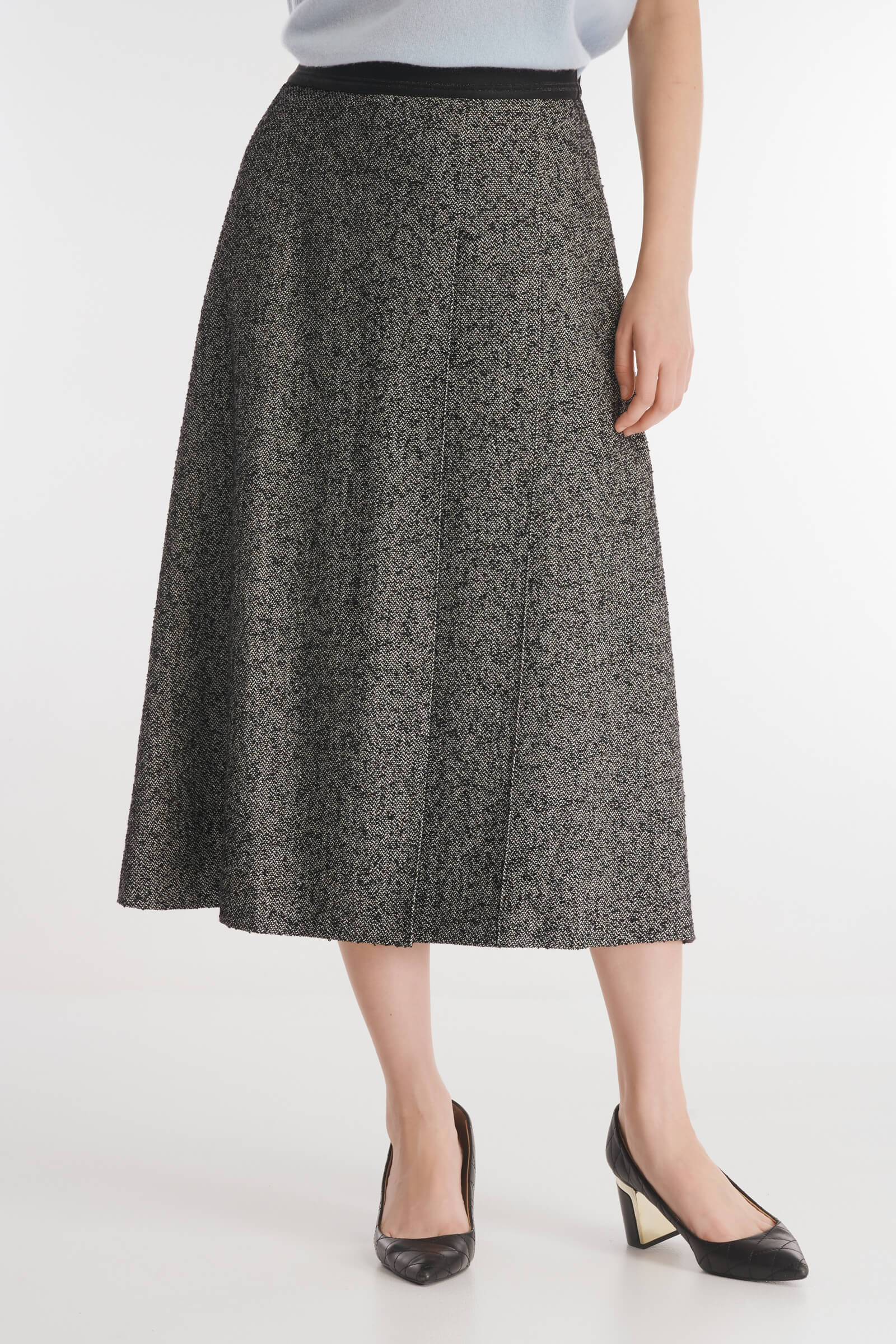 Юбка из смесового хлопка с декоративными складками цвета Серый 