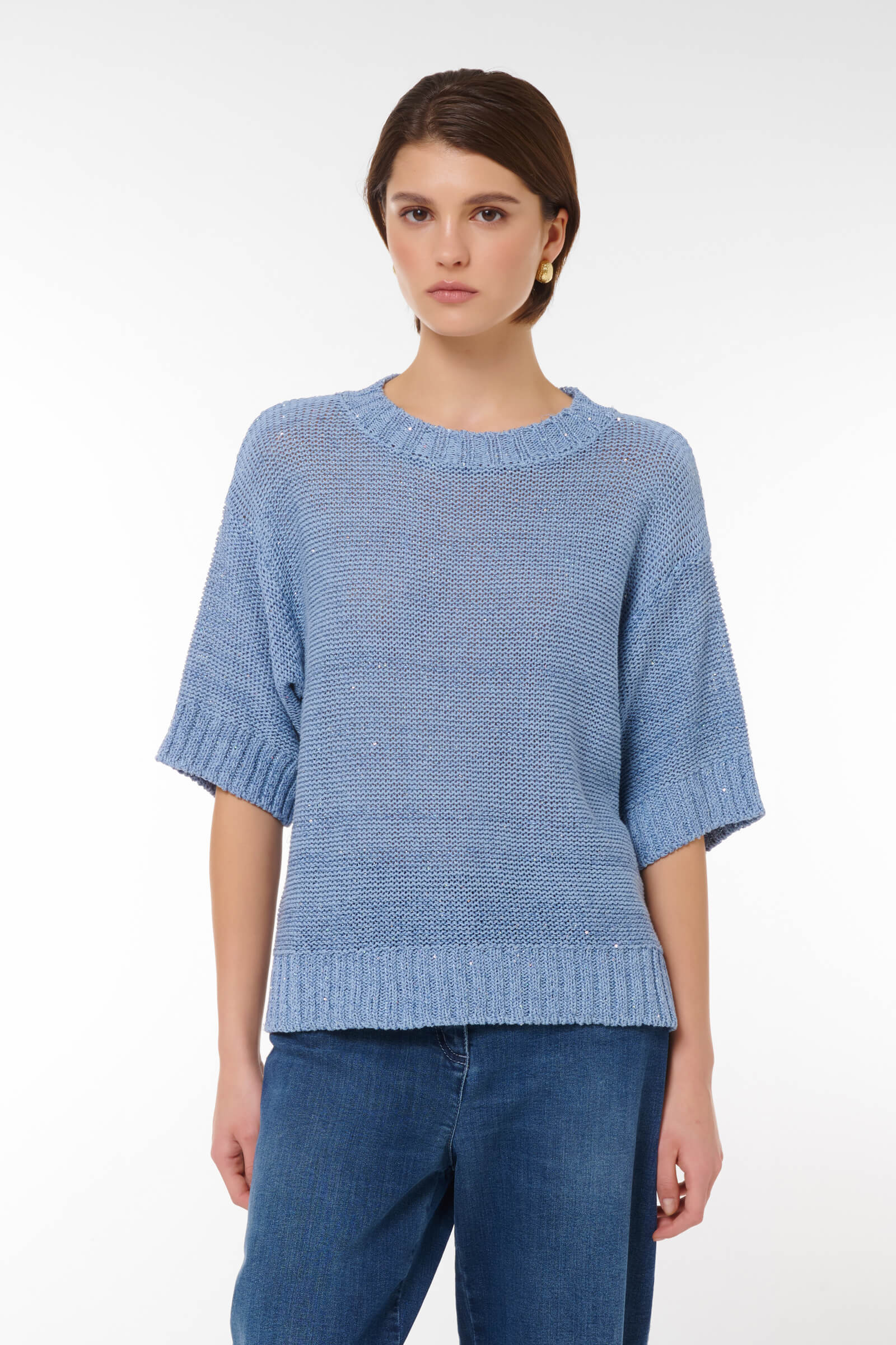 Джемпер с пайетками цвета Голубой 